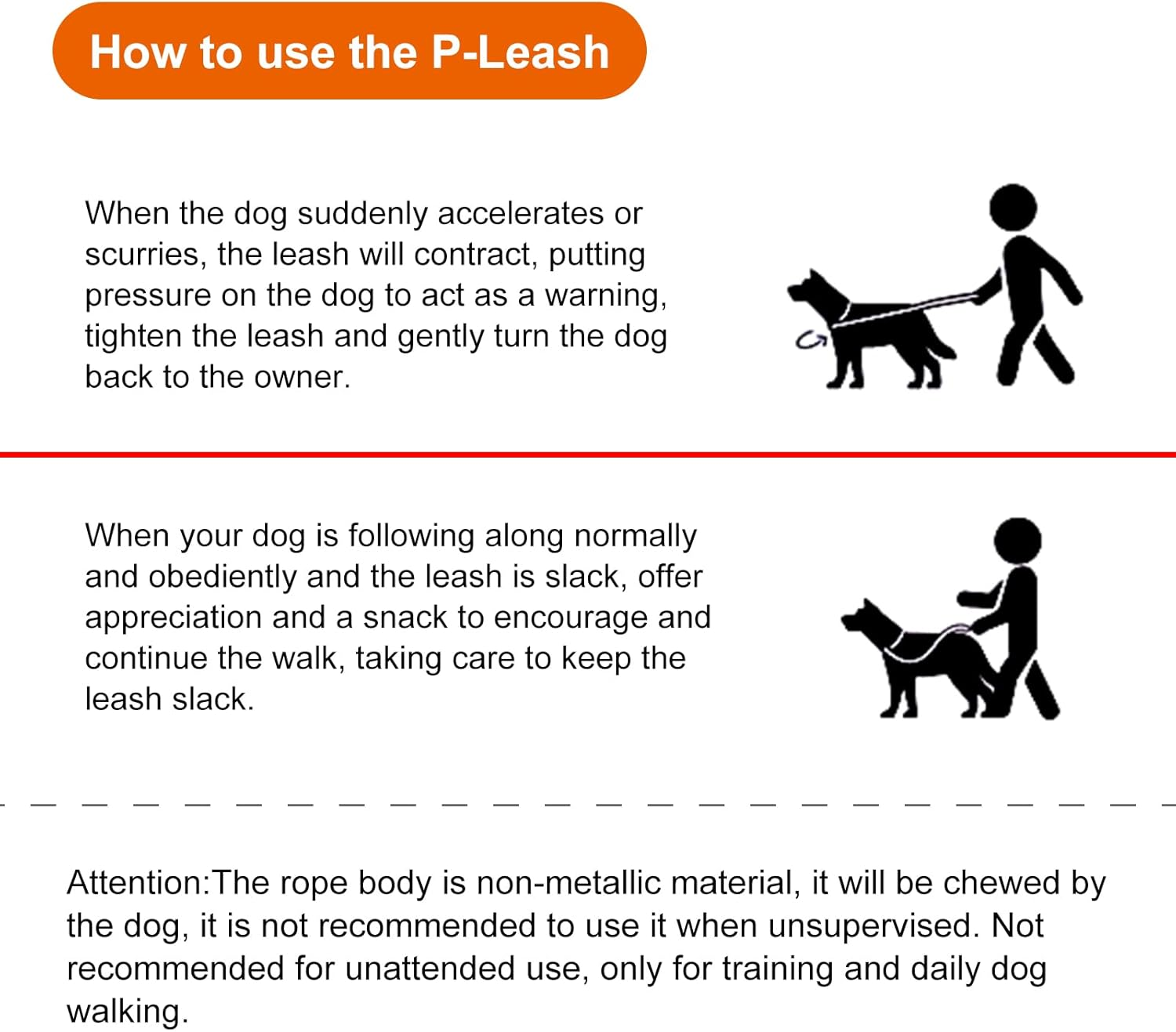 Dog Leash Slip Dog Leash Adjustable Slip Lead One-Piece Adjustable Dog Training Leash No Pull Training Lead Leashes and Collar P-Leash Pet Leash for Medium and Large Dog Orange image number 3