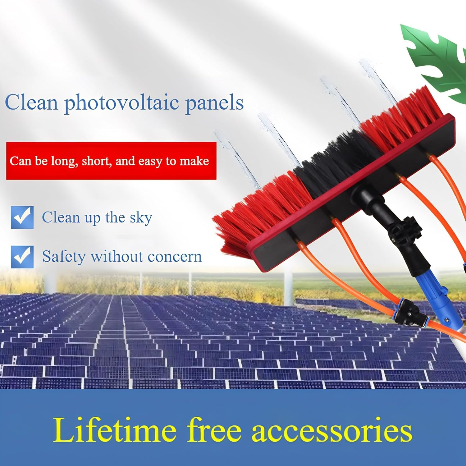Solar Panel Cleaning Brush Water Fed Cleaning Kit Extended Pole Design for Household Use image number 5