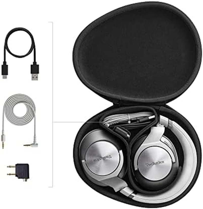 Technics Premium Noise Cancelling, Multi-Point Wireless Bluetooth Headphones with up to 50 Hours Play Back and Mic, Silver (EAH-A800E-S) image number 3