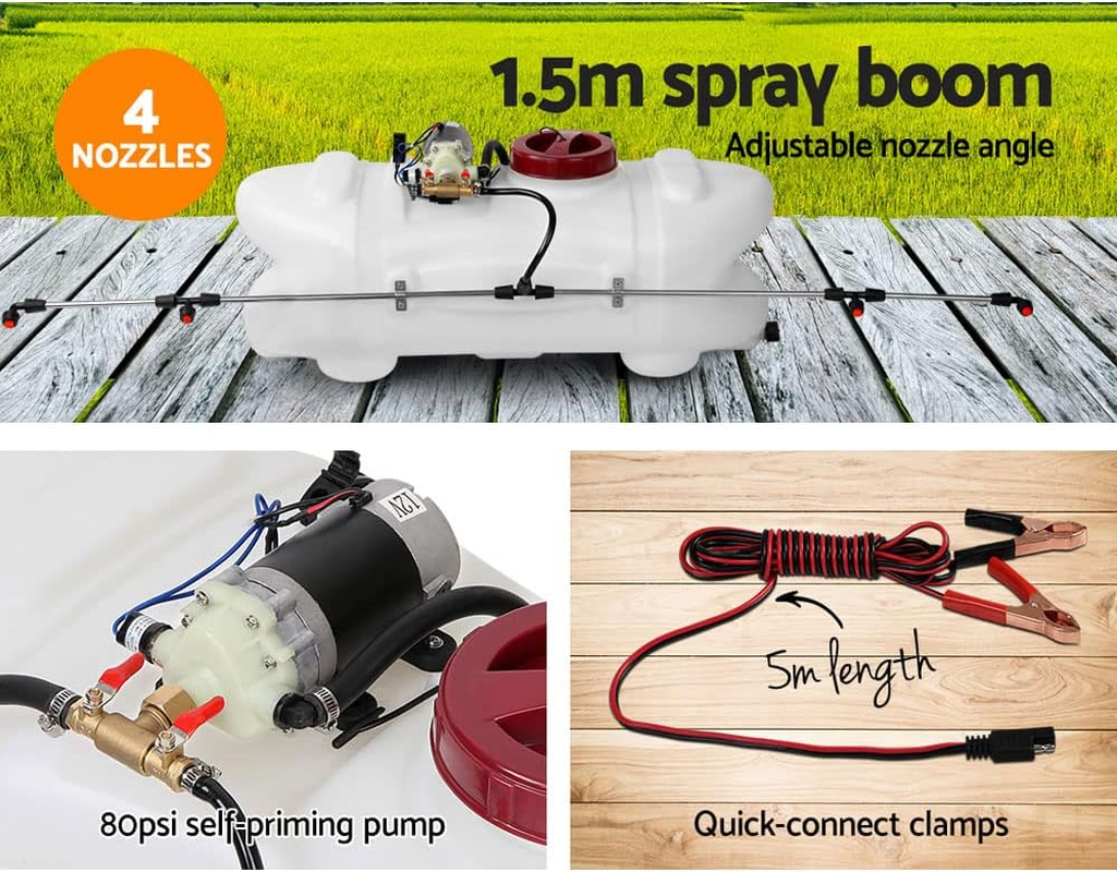Giantz Weed Sprayer 100L Garden Weeds Killer Spot Pump Pressure Lawn Plants Mist Boom Spray Tank, Farm Agricultural Equipment, 108PSI Diaphragm Pumps with 1.5M 4 Nozzles and 5M Hose image number 5