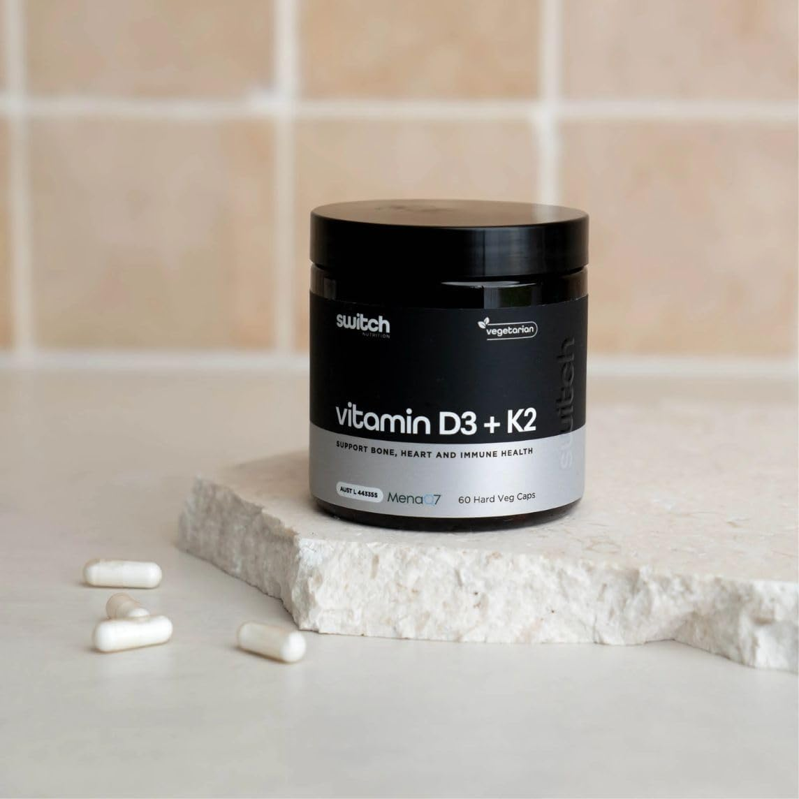 Switch Nutrition Vitamin D3 +K2 60 Capsules image number 1