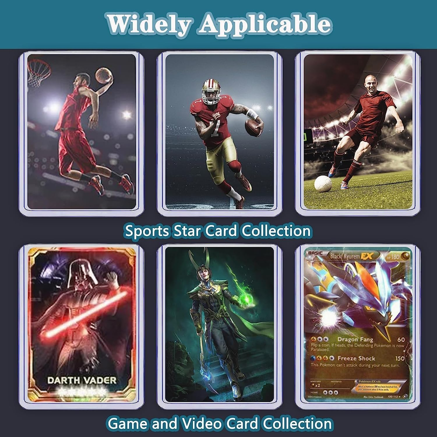 1800+ Trading Card Storage Box, Magnetic Closure Toploaders Storage Box Hold 600+ 35PT 3"X4" Standard Toploaders, PU Leather Card Deck Boxes Fit for Mtg,Sport Cards,Game Cards (Black&Deep Blue) image number 2