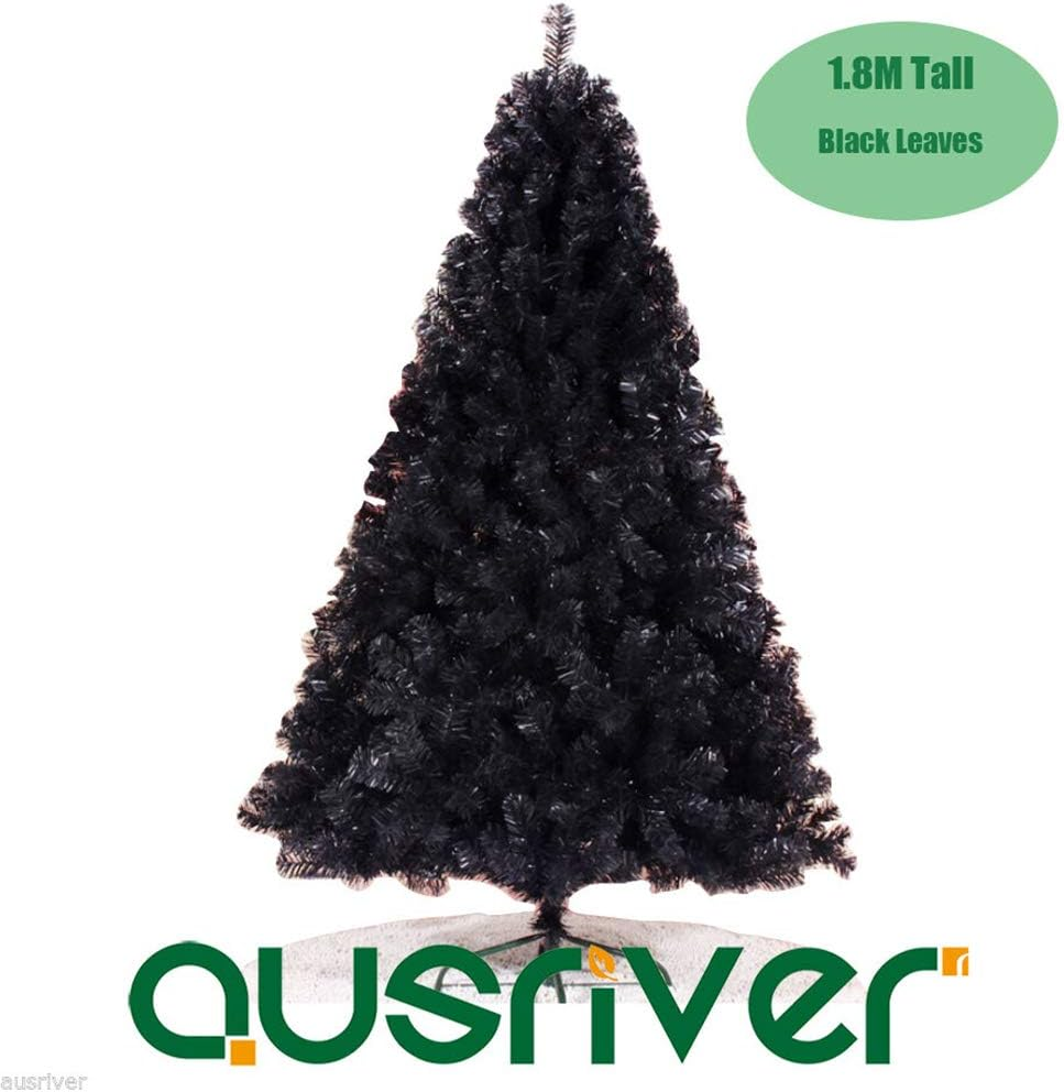 Black Xmas Christmas Tree 1.8M/6Ft 1200 PVC Tips Metal Construction Decoration Chistmas Gift image number 4
