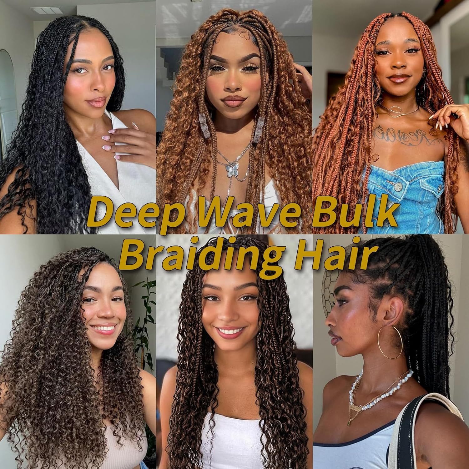 LPARMJIT Deep Wave Bulk Hair for Braiding, 18 Inches, 2 Bundles/Pack, No Weft for Braiding, Wavy Synthetic Braiding Hair Extensions for Boho Braids