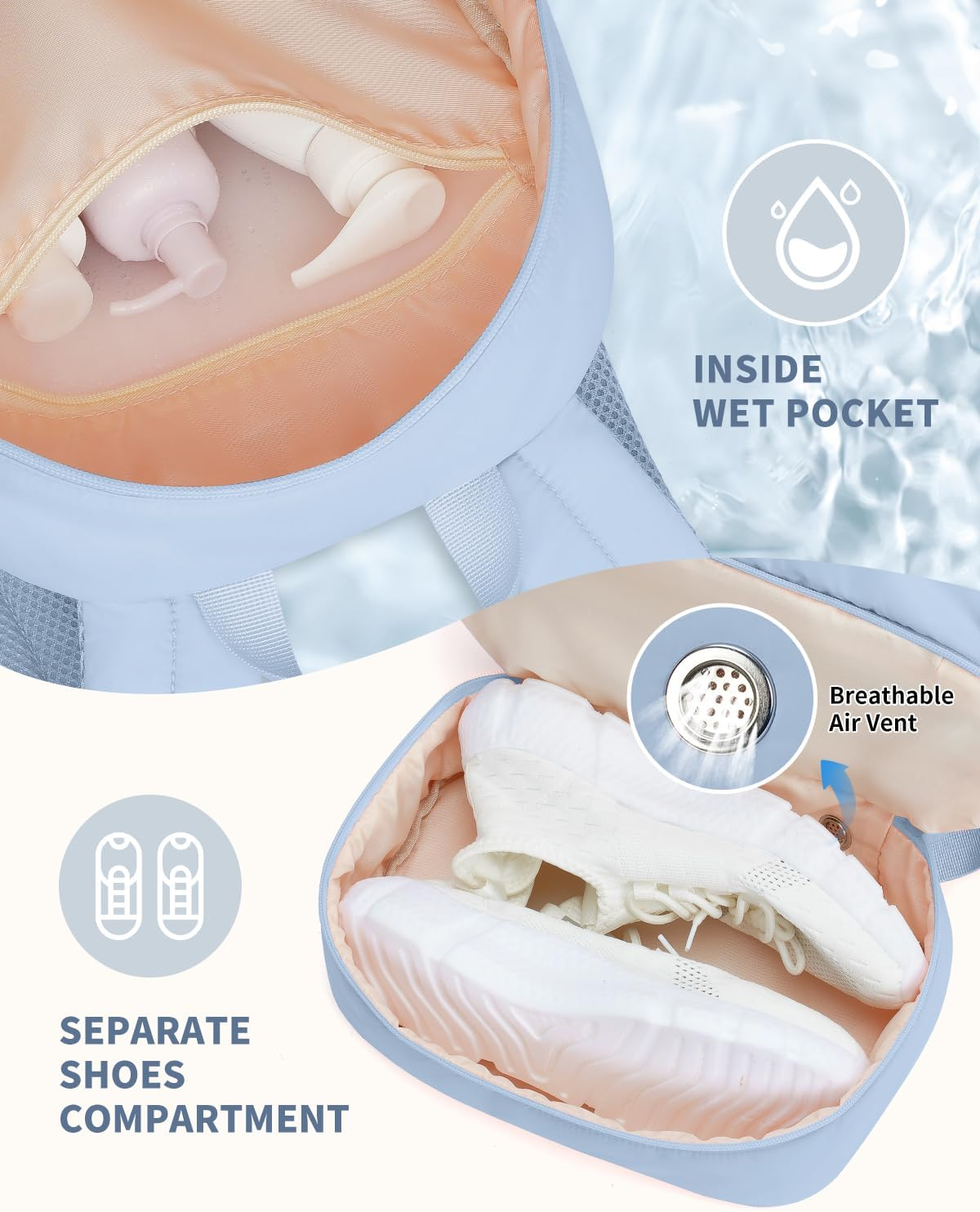 Ceneda Gym Backpack for Women, Lightweight Puffer Backpack with Shoe Compartment, Wet Pocket & Cup Holder image number 1