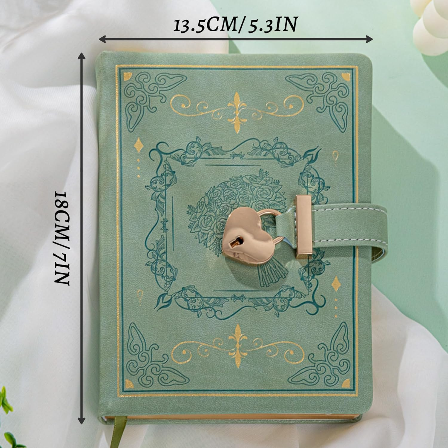 Diary with Lock for Writing, PU Hardcover Leather Locked Journal, B6 Personal Organizer for Men Women, 288 Pages 100Gsm Ruled Paper - Pink image number 3