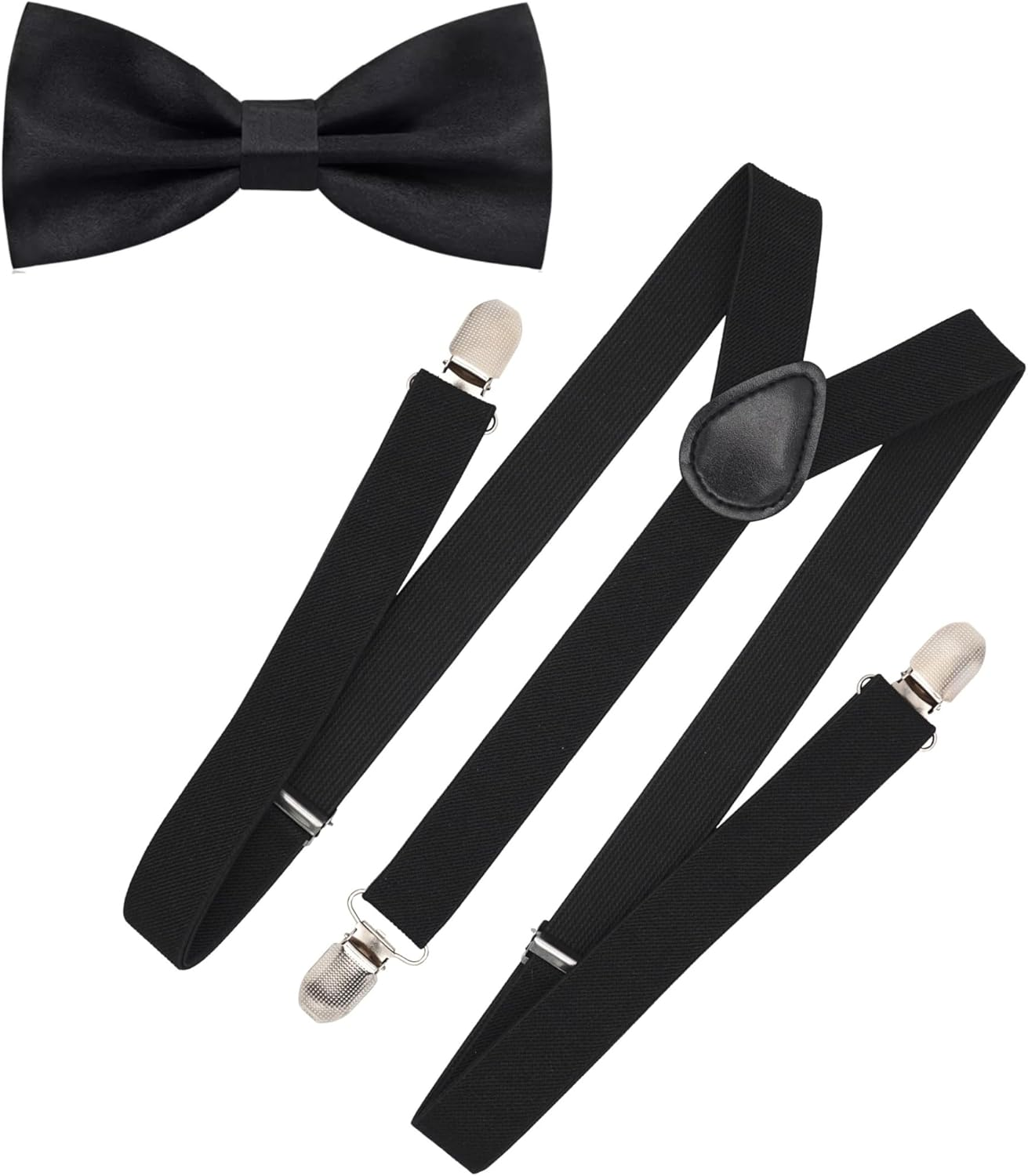 Mens Suspenders 1" Inch Elastic Adjustable Y-Back Clip-On Suspender