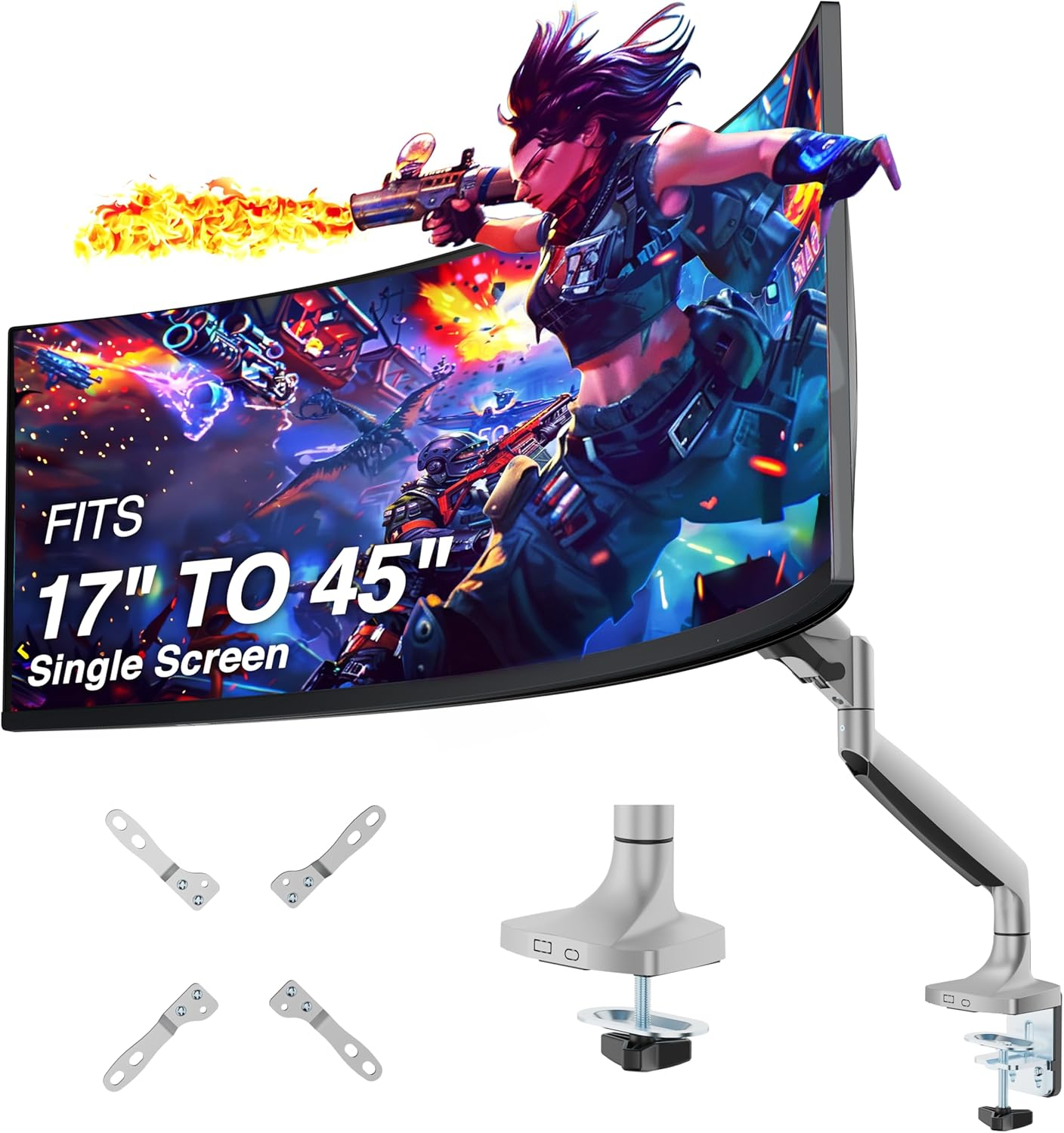 AVLT Single Monitor Arm Desk Mount for 17"-45" Ultrawide Screens, Full Motion Adjustable Height, Swivel, Tilt, Rotation, VESA Compatible with Cable Management (White)