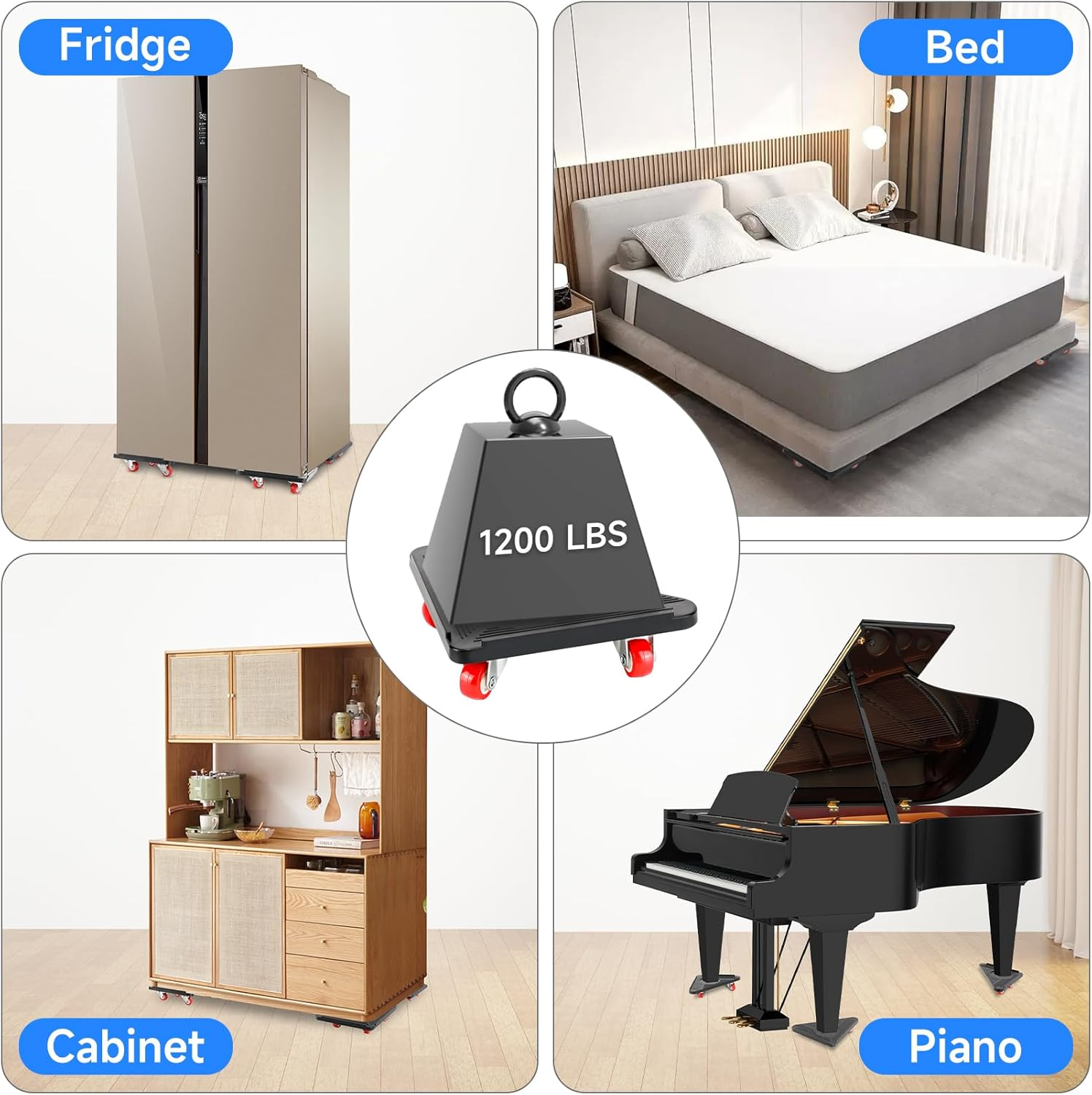 Furniture Mover with Wheels, 360&deg; Rotation Wheels Furniture Dolly for Moving Heavy Furniture Refrigerator Sofa Cabinet Bed, Load Capacity 300LBS