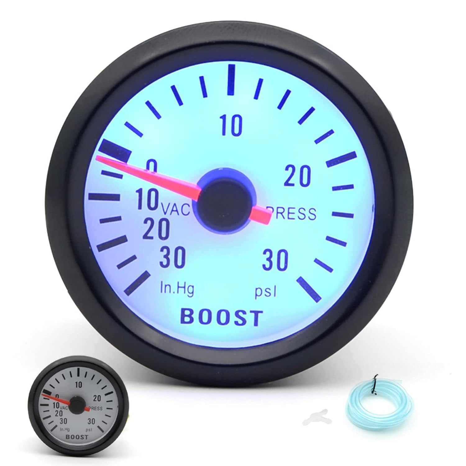 Universal Boost Pointer Gauge Vacuum Pressure Meter 0-30PSI Blue LED Dial 52Mm Dia Cars Motors image number 6