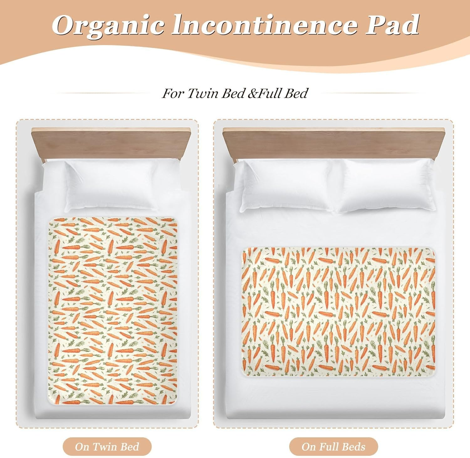 Retro Carrot Extra Large Resuable Changing Pad Covers Water Resistant Diaper Changing Mat Non-Slip Diaper Pads for Infant Toddler 52" L X 34" W image number 2