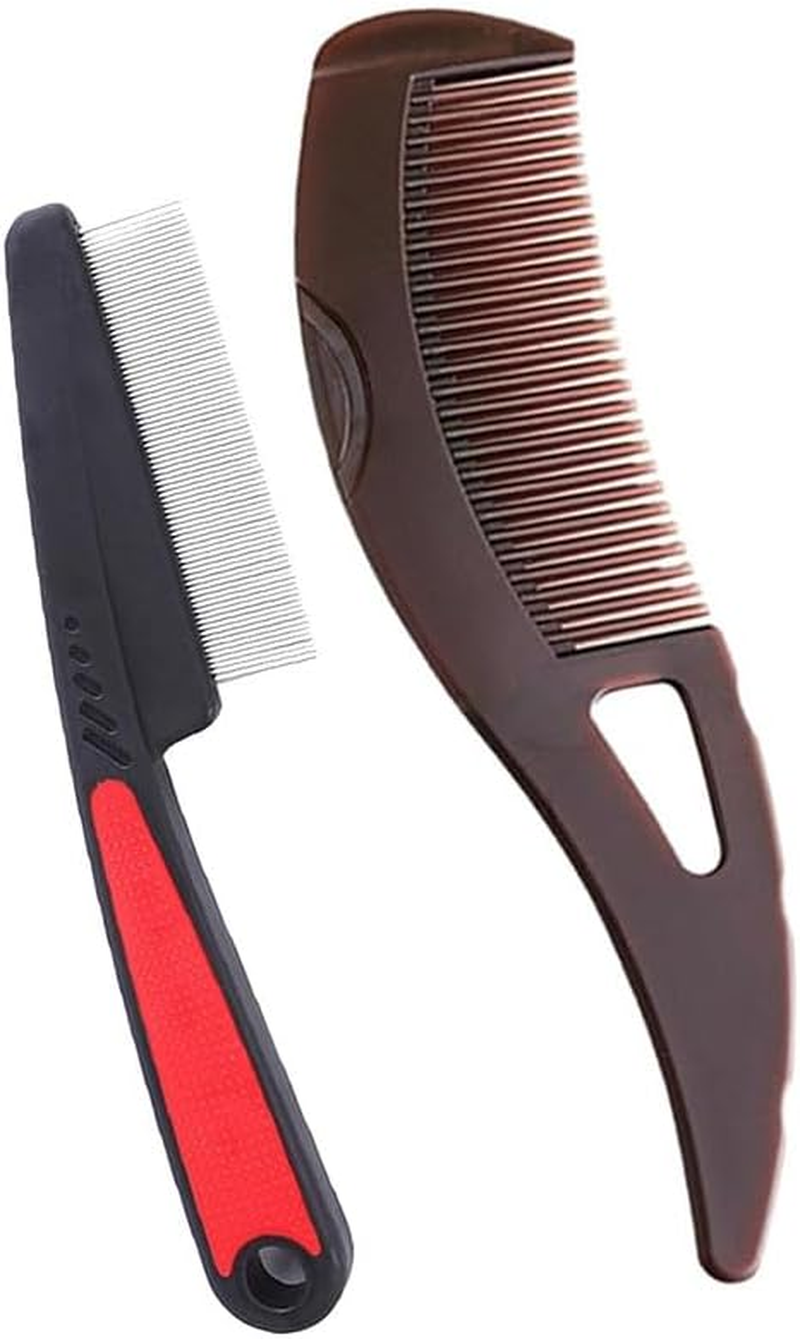 2PC Stainless Steel Fine Tooth Comb for Dandruff Removal and Scalp Psoriasis - Detoxing Sweep Comb image number 3