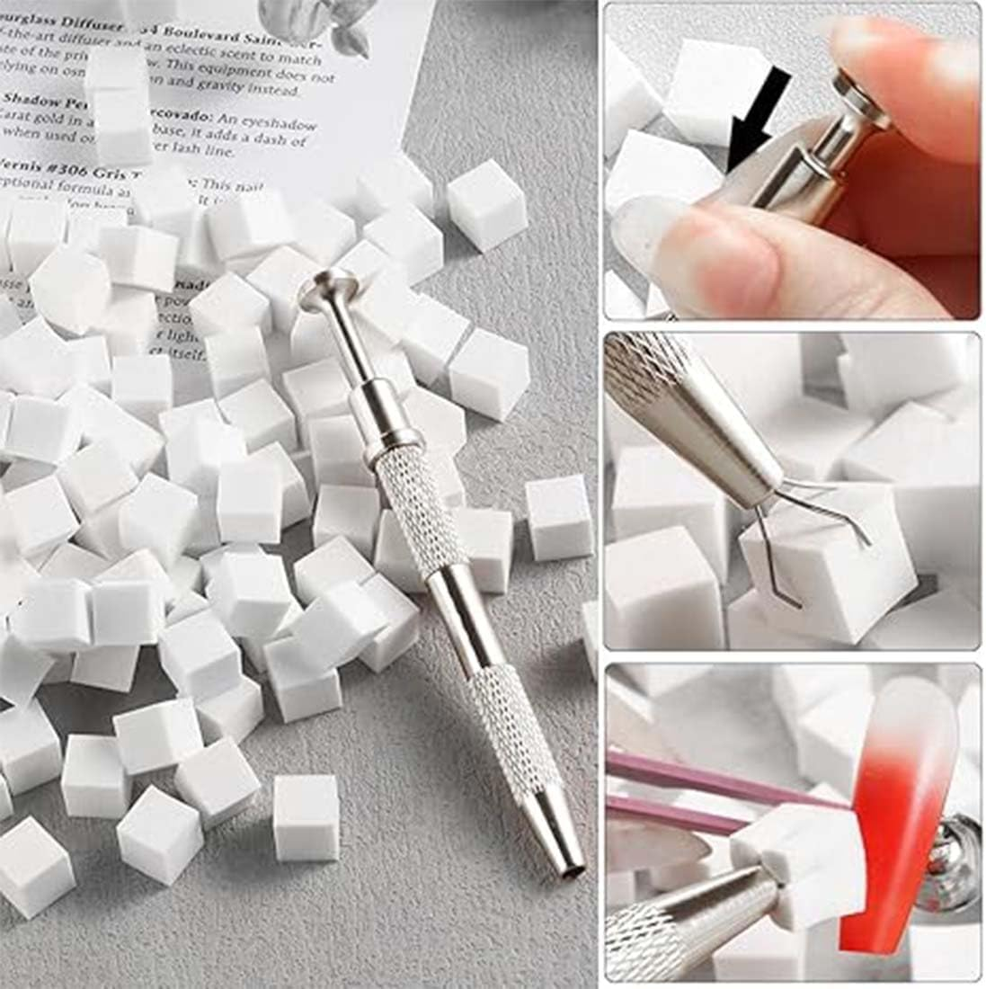 EYVRPAU 50 Pack Nail Art Sponges with Metal Clamp, Sponge Brush Applicator, Sponge Nail Brush, Nail Art Accessories, Sponge Brush, Ombre Nail Art Pattern image number 1