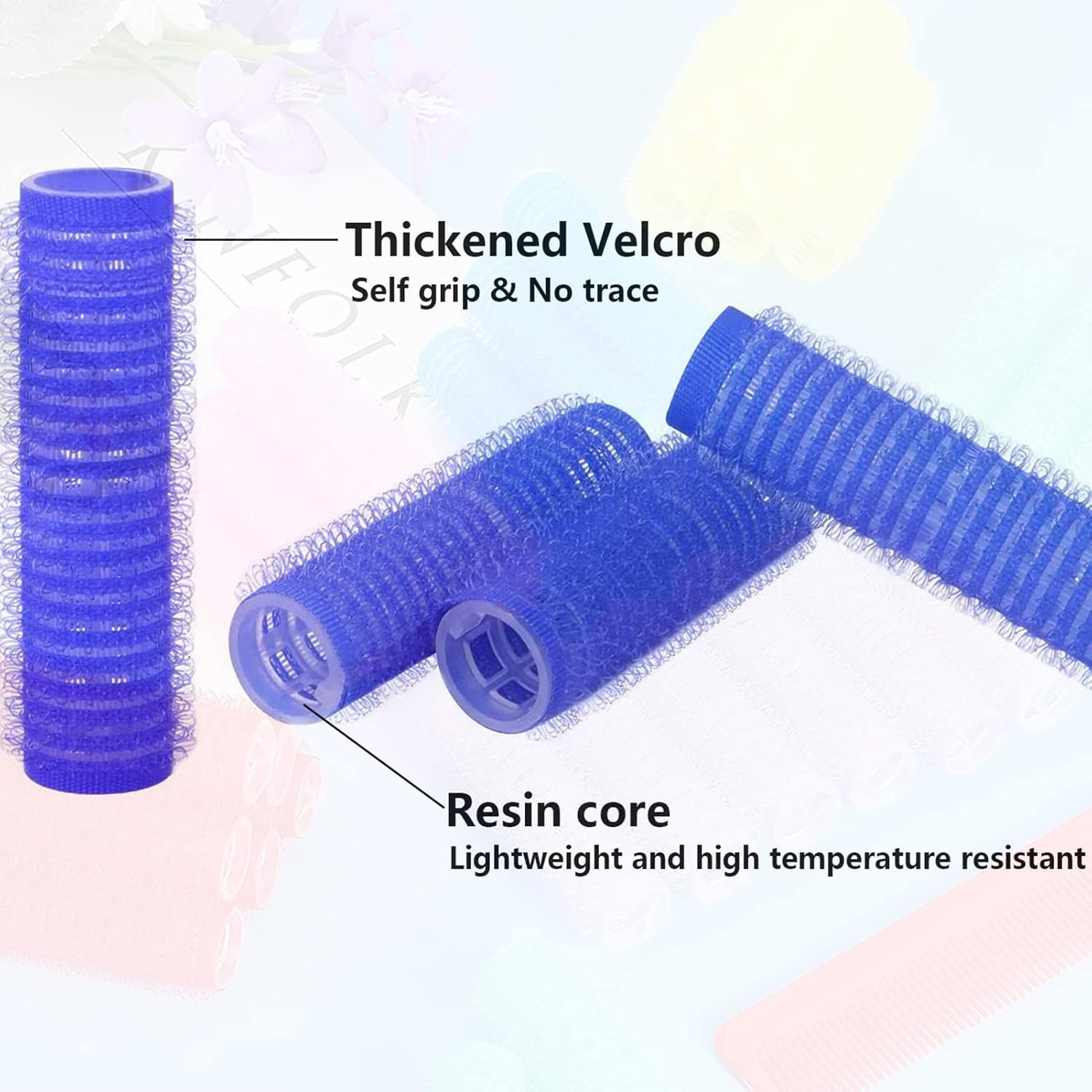 36PCS Self Grip Small Hair Curlers Heatless Roller Hair Curlers Pro Salon Hairdressing Curler DIY Curly Hairstyle Hair Rollers Tools Rat Tail Comb for Women Medium Short Hair(0.8 X 2.4 Inch) - Dark Blue image number 6