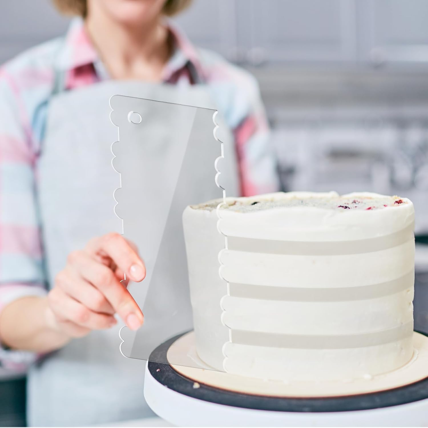 NILLOS Cake Decorating Comb, 6 PCS Clear Cake Scrapers Set for Cake Contouring, Detailing (6 Kinds) image number 5