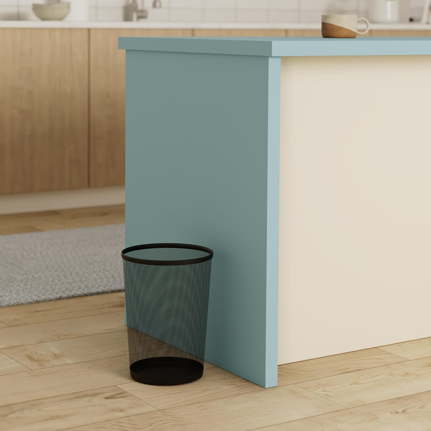 Zuvo Mesh Wastebasket Black Metal Wire Garbage Trash Can for Office Home Bedroom Height 10.1" Width 10", 4 Gallon (16 Quart) (1, Black) image number 3