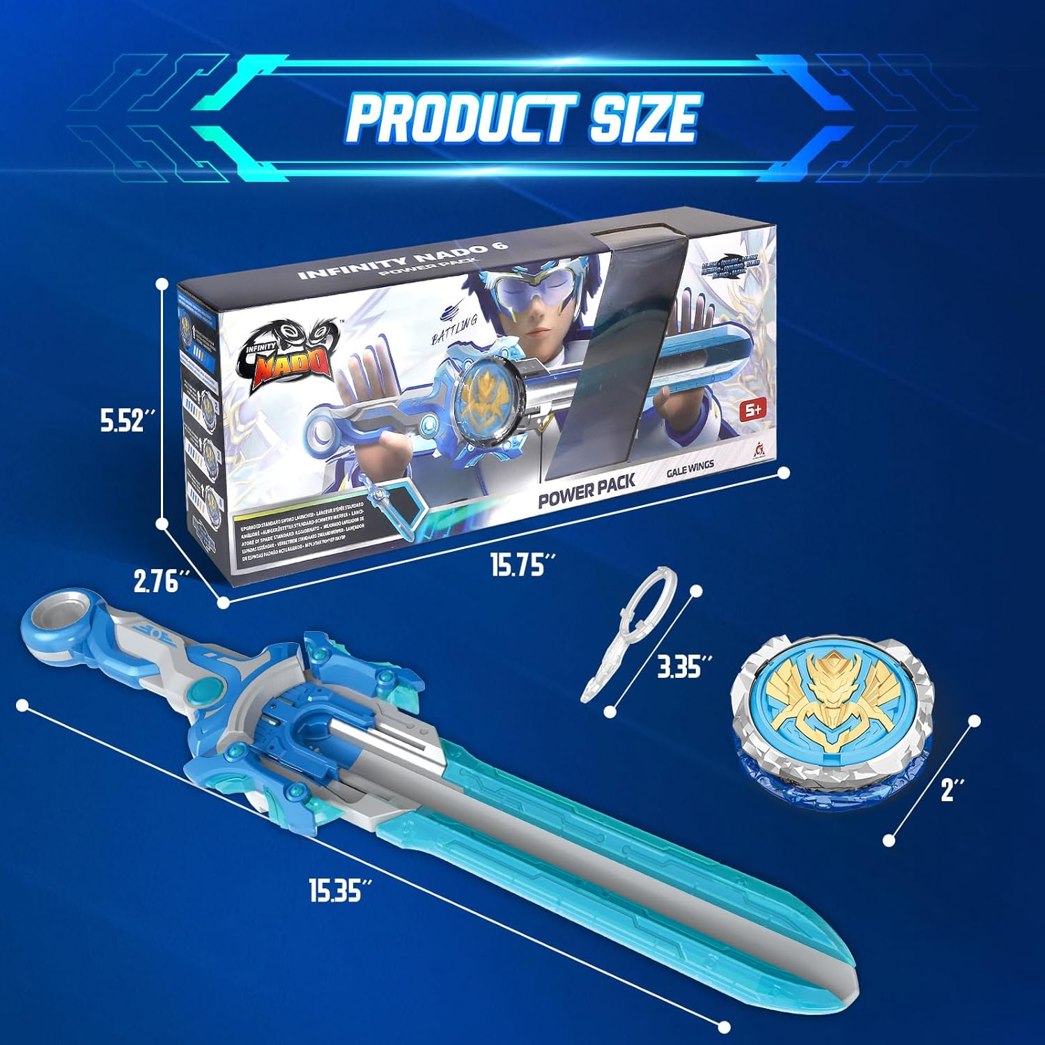 Infinity Nado Spinning Top for Children Metal Toy Boys, Battle Tops Spinning Top Launcher Toy Boys, Spinning Tops Boys from 5 6 7 8 9 10 11 12 Years, Power Pack Gale Wings