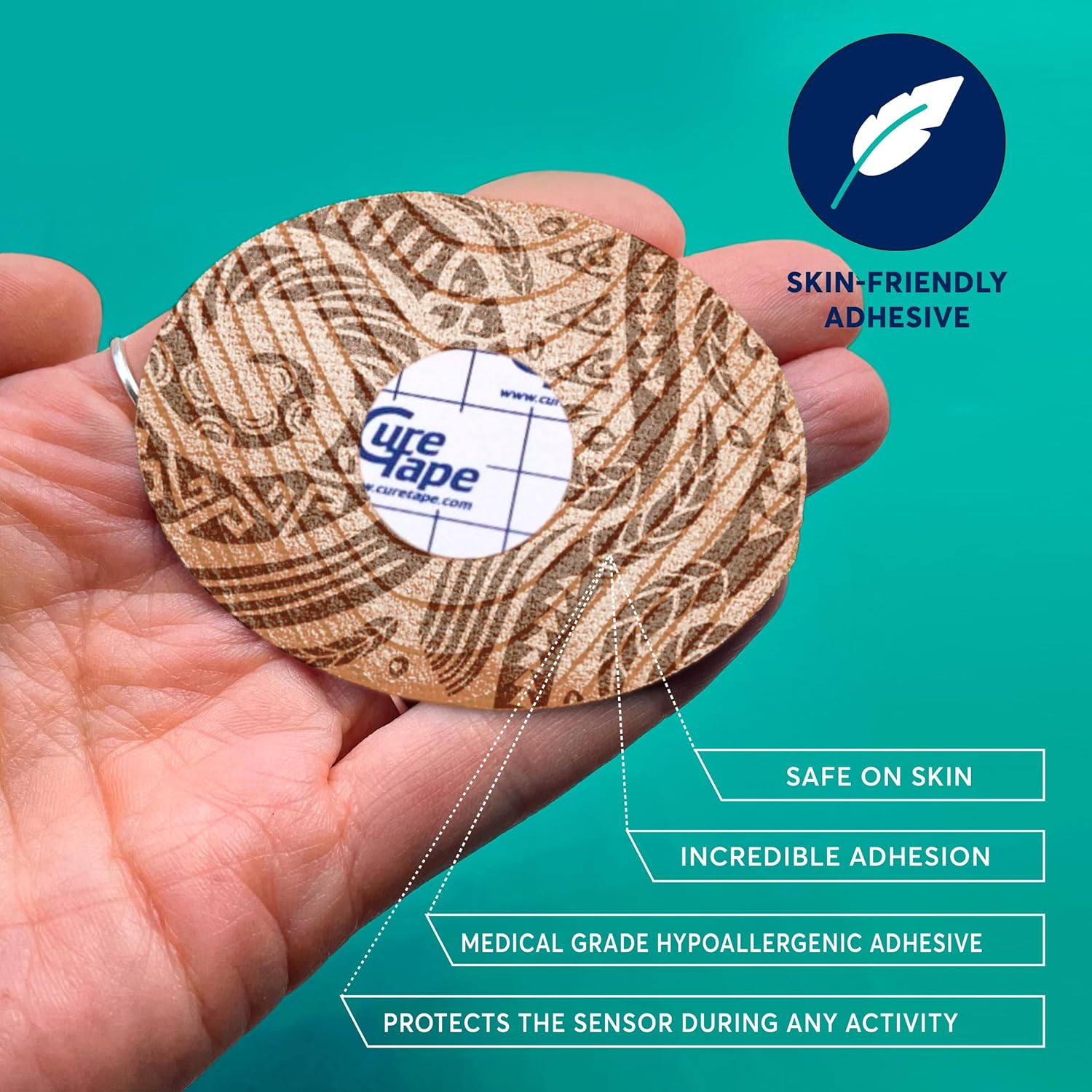 Curetape Sensor Patches - Sensor Fixing Plasters - Covers for Freestyle Libre, Dexcom and Medtronic Guardian Sensors - Fixation Tape for Your Sensor (Tattoo) image number 2