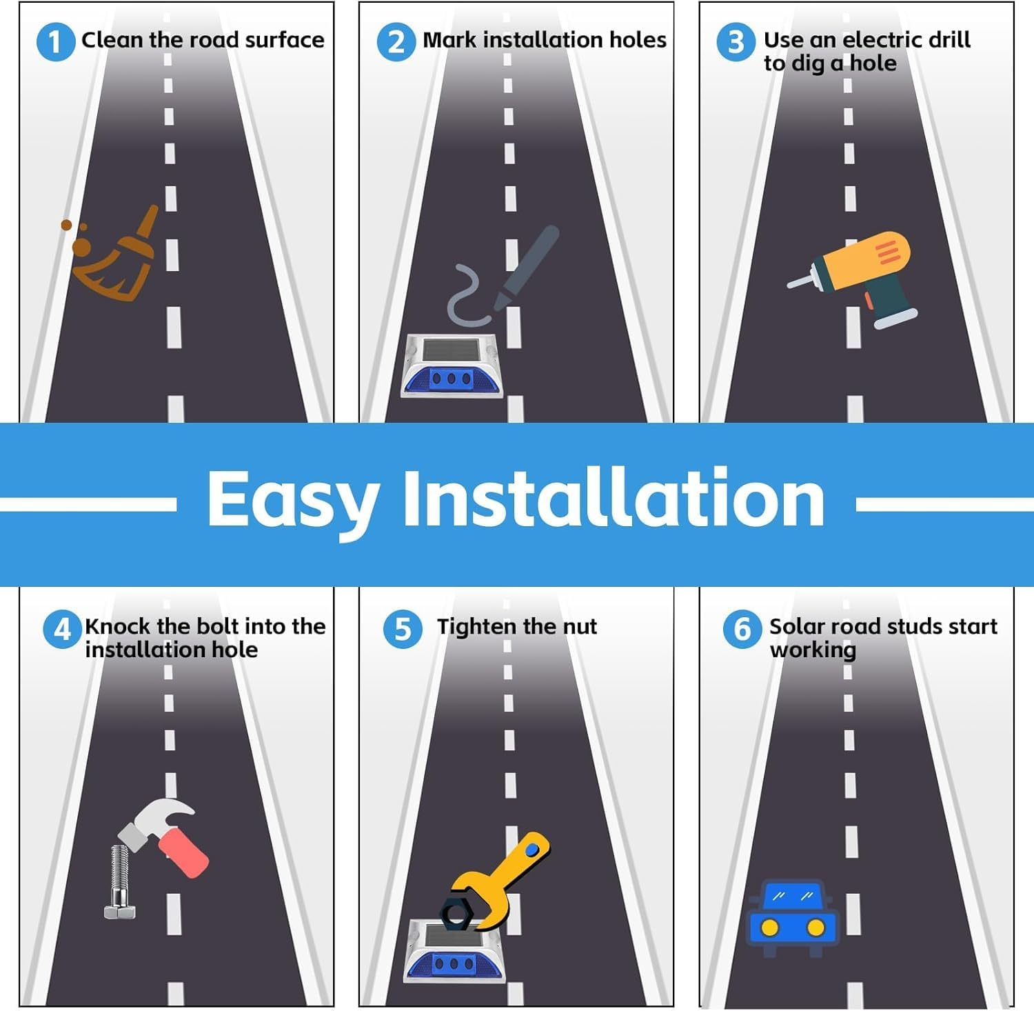 LED Solar Power Ground Marker Lights, Driveway Outdoor LED Lights,Waterproof Outdoor Driveway Road Highway Spike Lamp, for Pathway Sidewalk Boat Deck Stair image number 4