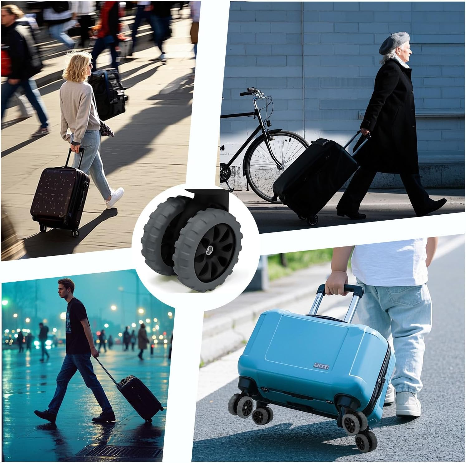 Luojinluoda Luggage Wheel Protectors Covers 8 Pieces Suitcase Wheel Protectors Designed for Luggage Protection with Black Silicone Cover Featuring Wear-Resistant Anti-Noise Properties image number 2