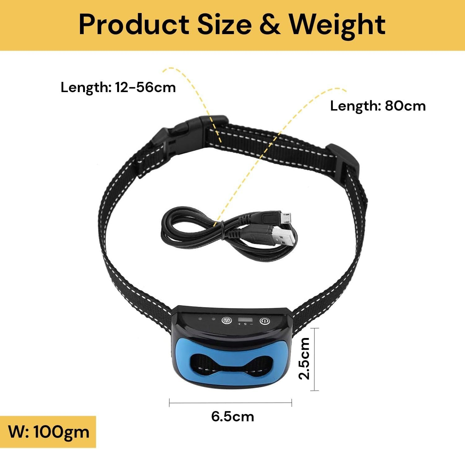 EZONEDEAL Dog Bark Collar, anti Bark Control Collar 7Gears Sensitivity Proof Electric No Shock USB Charge Adjustable Rechargeable for Small Medium Large Pet Dogs Puppy image number 2