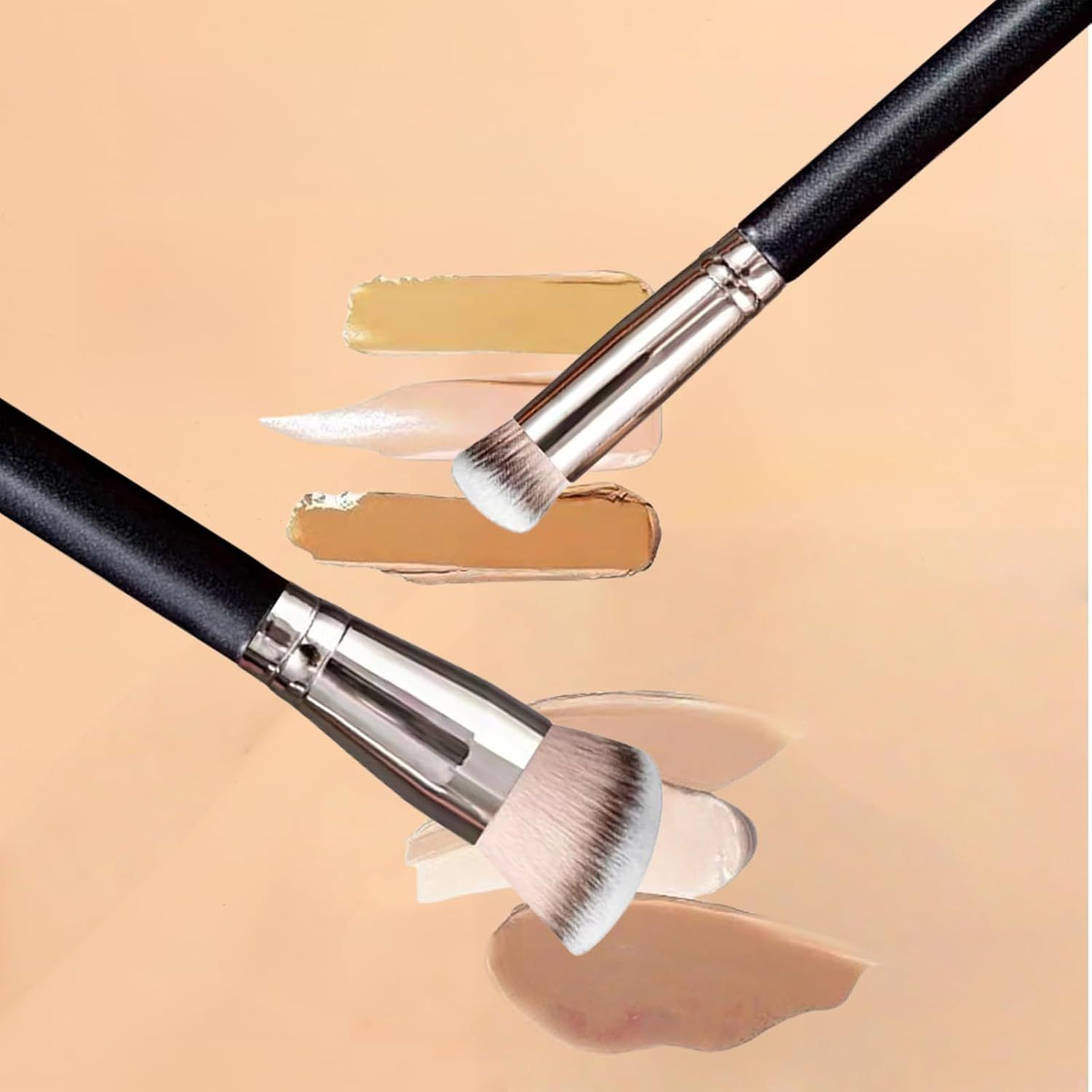 Foundation Brush and Concealer Brush Set for Flawless Makeup Application Perfect for Any Look, Premium Contour Makeup Brush Ideal for Blending Liquid, Buffing Cream, Sculpting & Applying Mineral Cosmetics (Black) image number 2