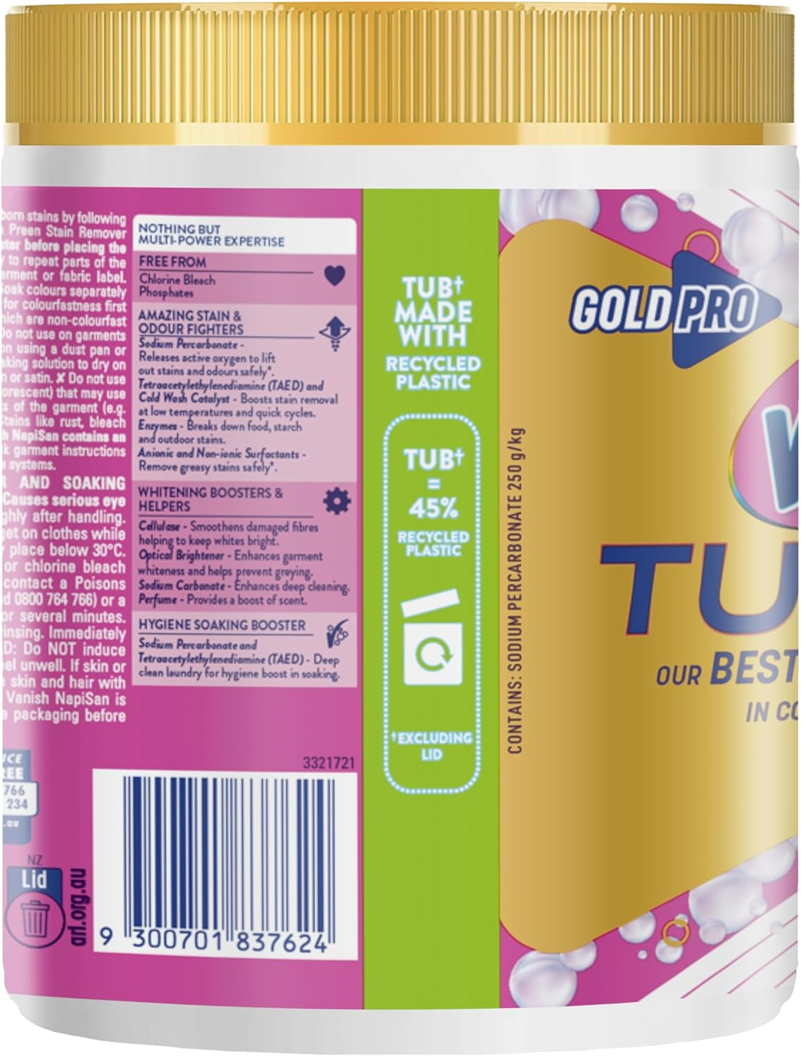 Vanish Napisan Gold Pro Turbo Oxi Action Crystal White Stain Remover Powder 1Kg image number 5