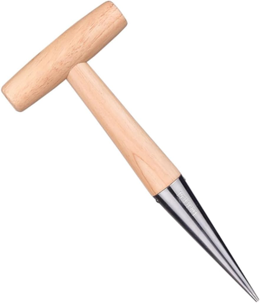Gardening Hole Puncher Metal Dibber Wood Color for Fertilization and Seedling Planting Portable Transplanting Tool Suitable for Outdoor Garden Planting image number 4