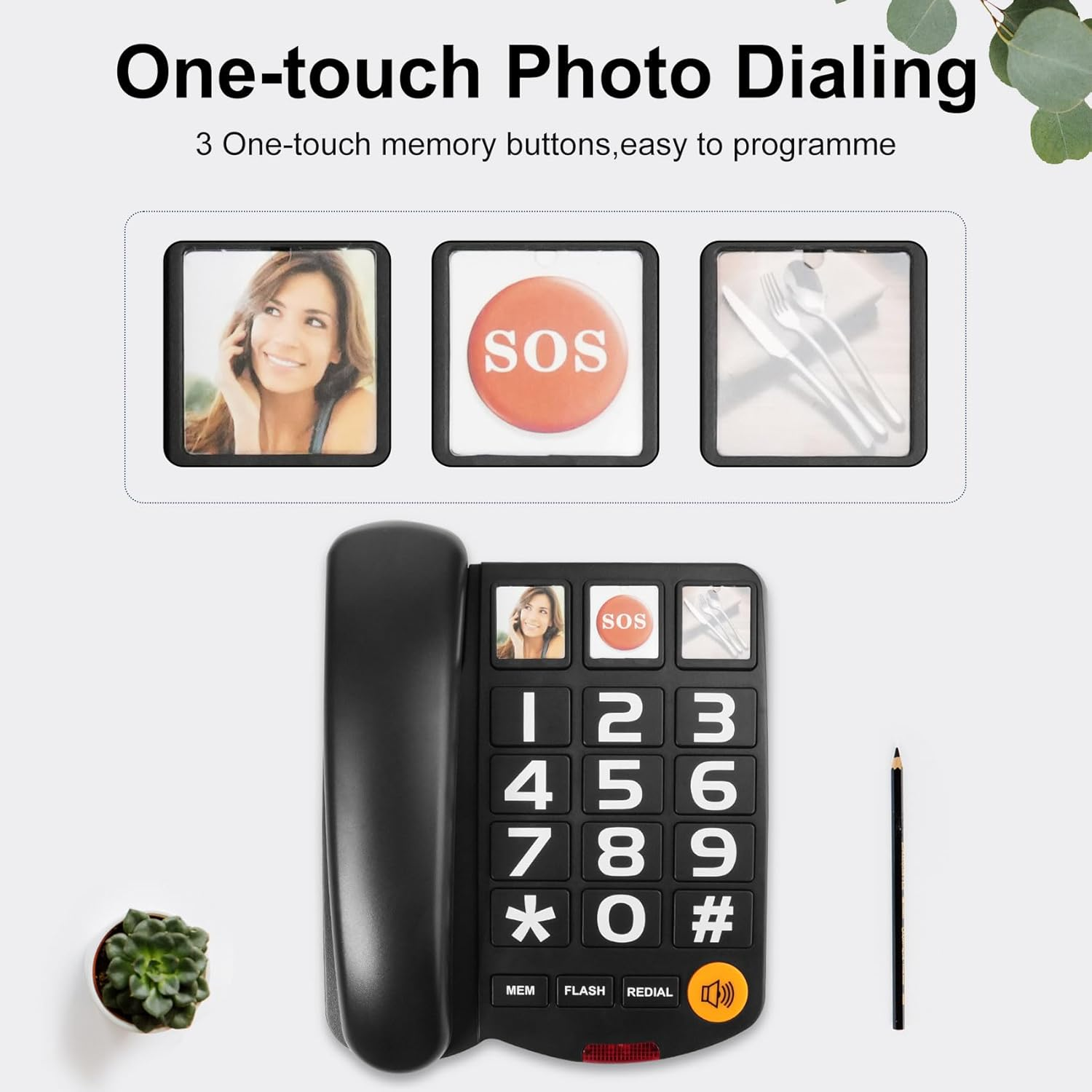 Landline Phone for Hard of Hearing, Phone for Seniors Compatible Hearing Aid, Big Button Phone with Picture, One-Touch Dialing, Elderly Phone for Seniors, Dementia, Alzheimer'S, Hearing Impaired image number 4