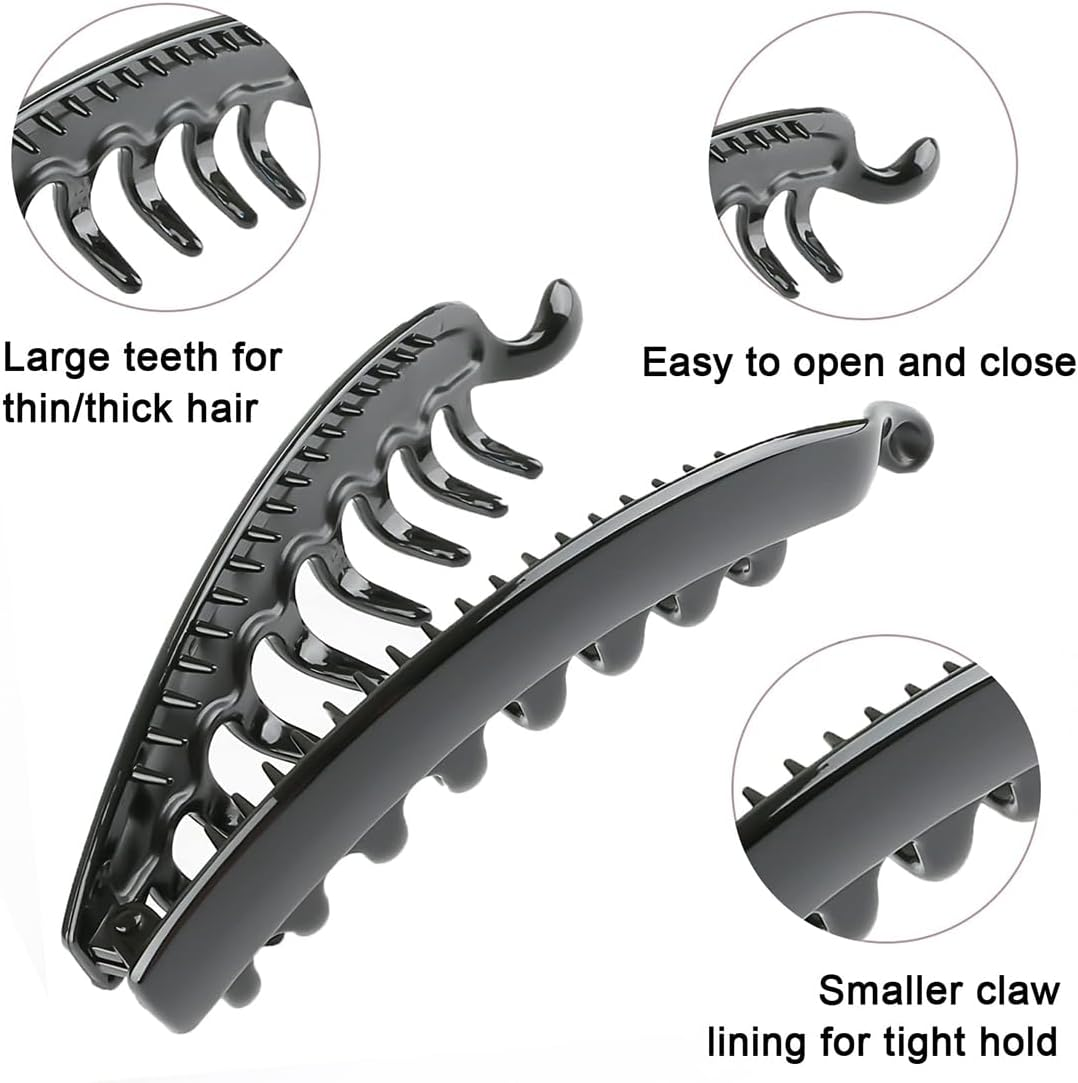 PLABBDPL Pack of 2 Ponytail Hair Clips, Large Banana Clips, Colourful Banana Hair Clip for Thick Hair, Non-Slip Ponytail Holder Clip for Women and Girls image number 5