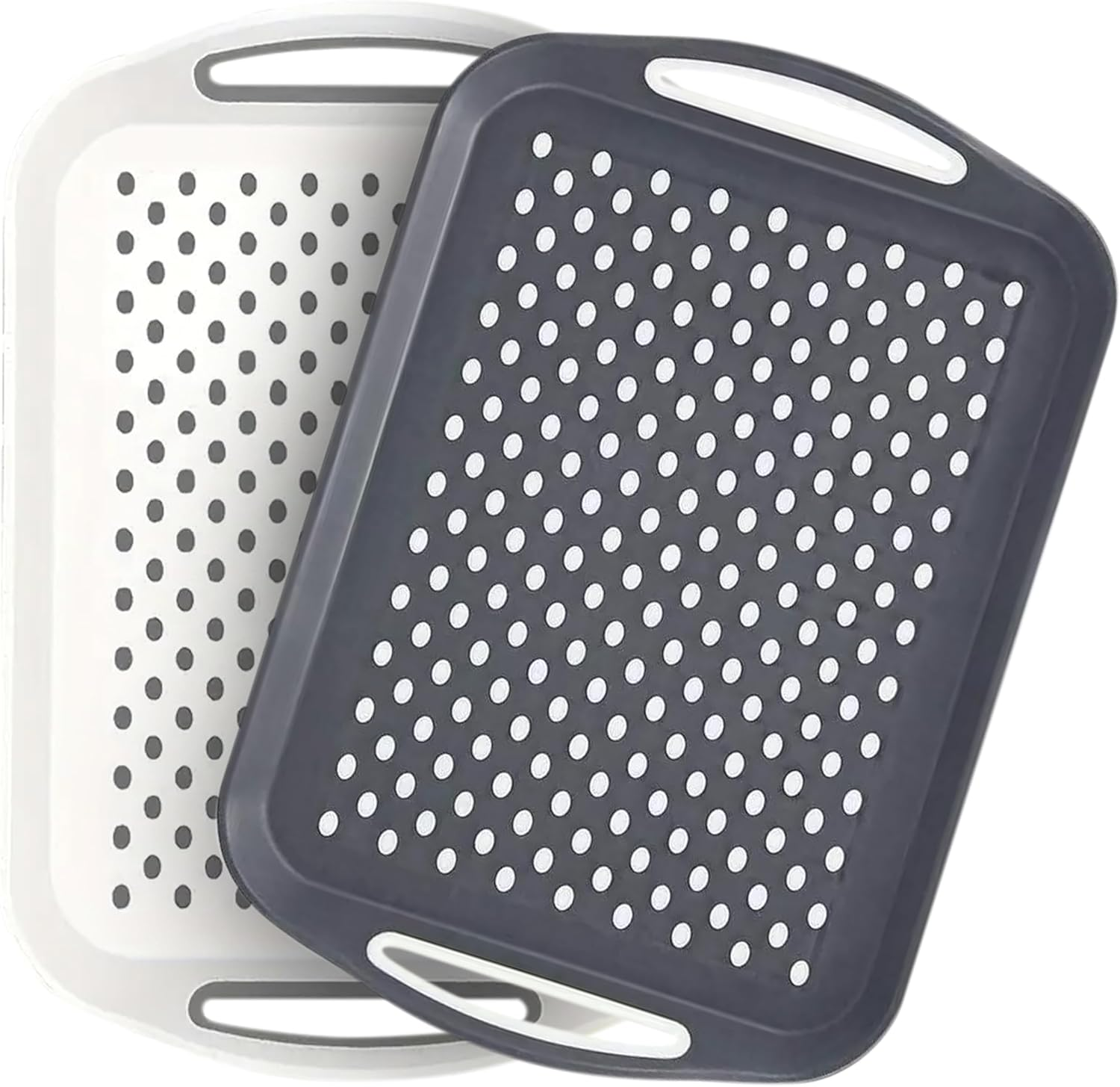 Non-Slip Serving Tray Set, Rectangular Food Trays with Handles, Pack of 2 image number 5