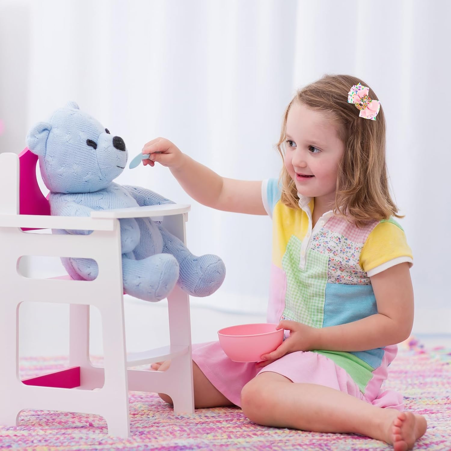 Pink Bow Birthday Hat, Elastics Baby Girl Bow Birthday Hair Bows Baby Bow Headbands Baby Hair Bows Hair Accessories Birthday Pink Bow Party Decorations for Baby Girl (5) image number 4