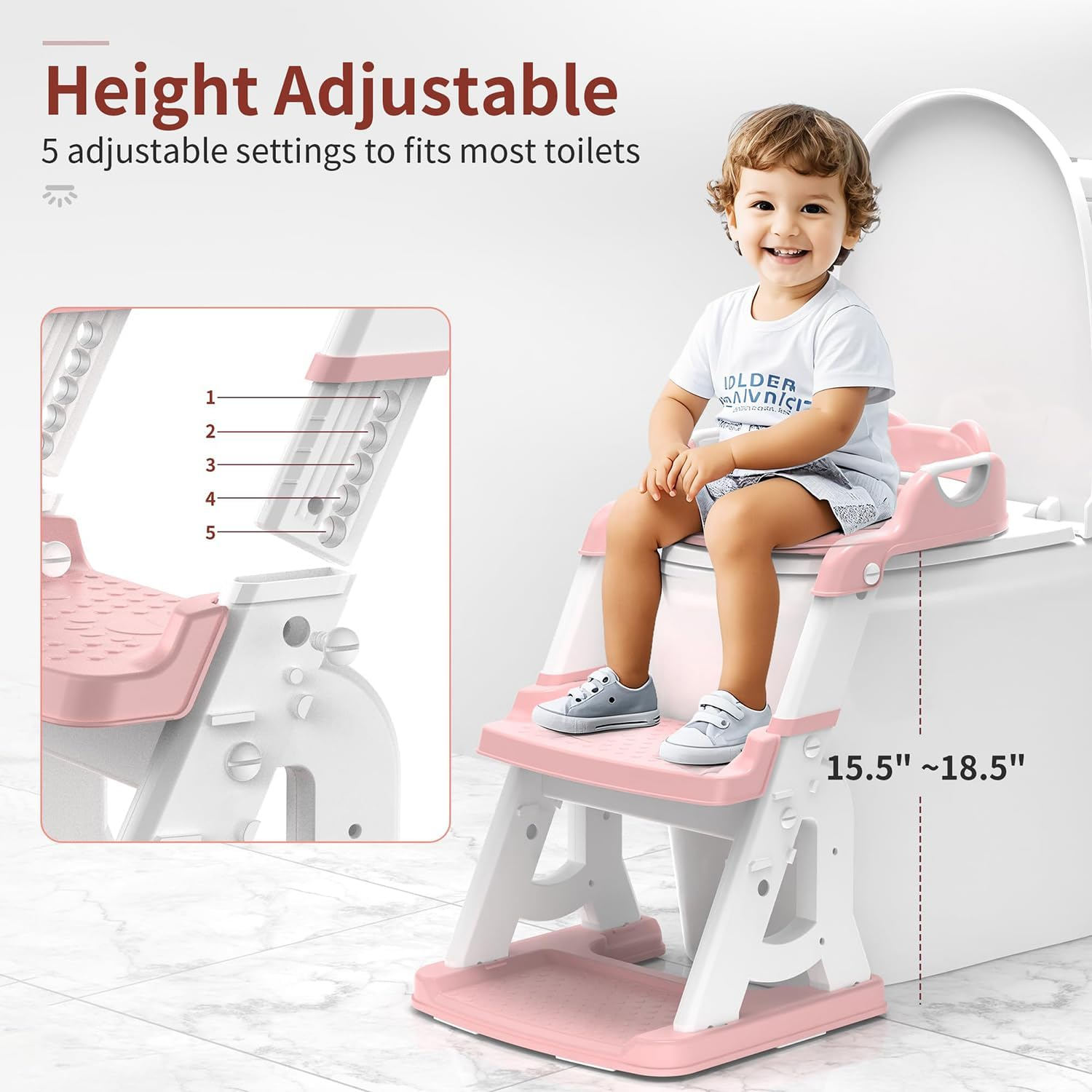 Toilet Potty Training Seat with Step Stool Ladder, Upgrade Toddler Toilet Seat for Boys and Girls, 2-In-1 Potty Training Toilet with Soft Cushioned Seat Splash Guard, Comfortable Safe image number 3