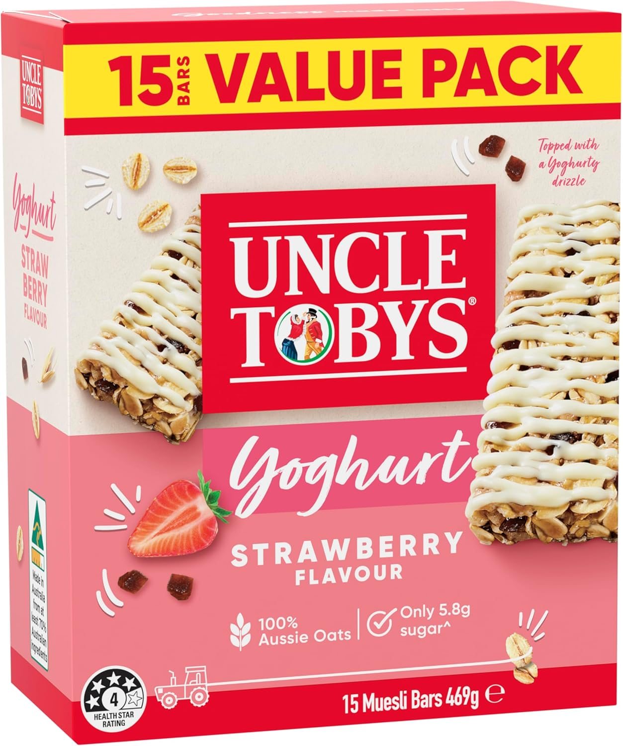 Uncle Tobys Strawberry Yoghurt Muesli Cereal 15 Bars (75 Count, Pack of 5) image number 3