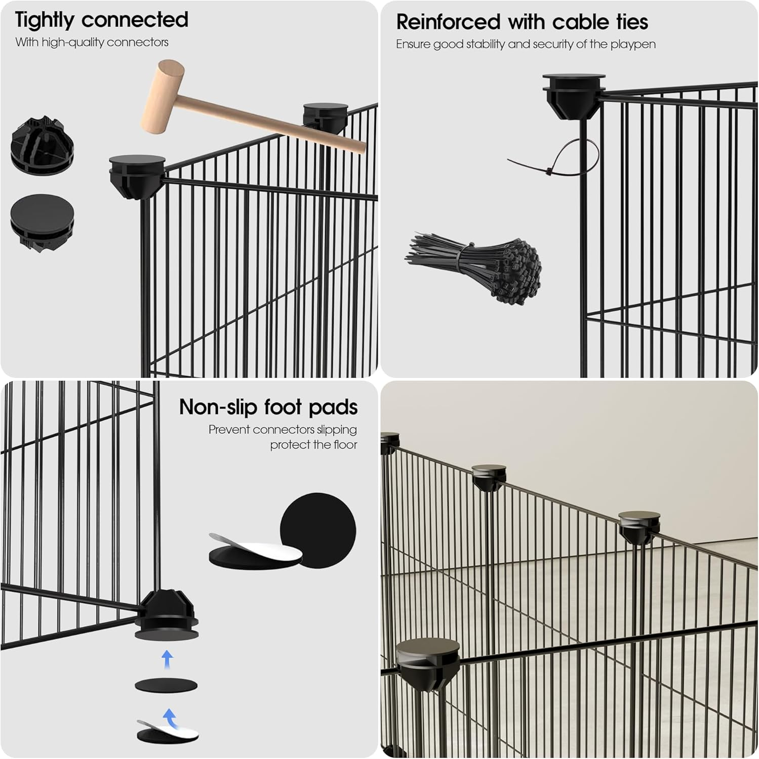 Pet Playpen, 20 Panels Small Animals Cage DIY Metal Wire Portable Yard Fence with Door for Indoor/Outdoor Use, Ideal for Guinea Pigs, Puppy Pet image number 3