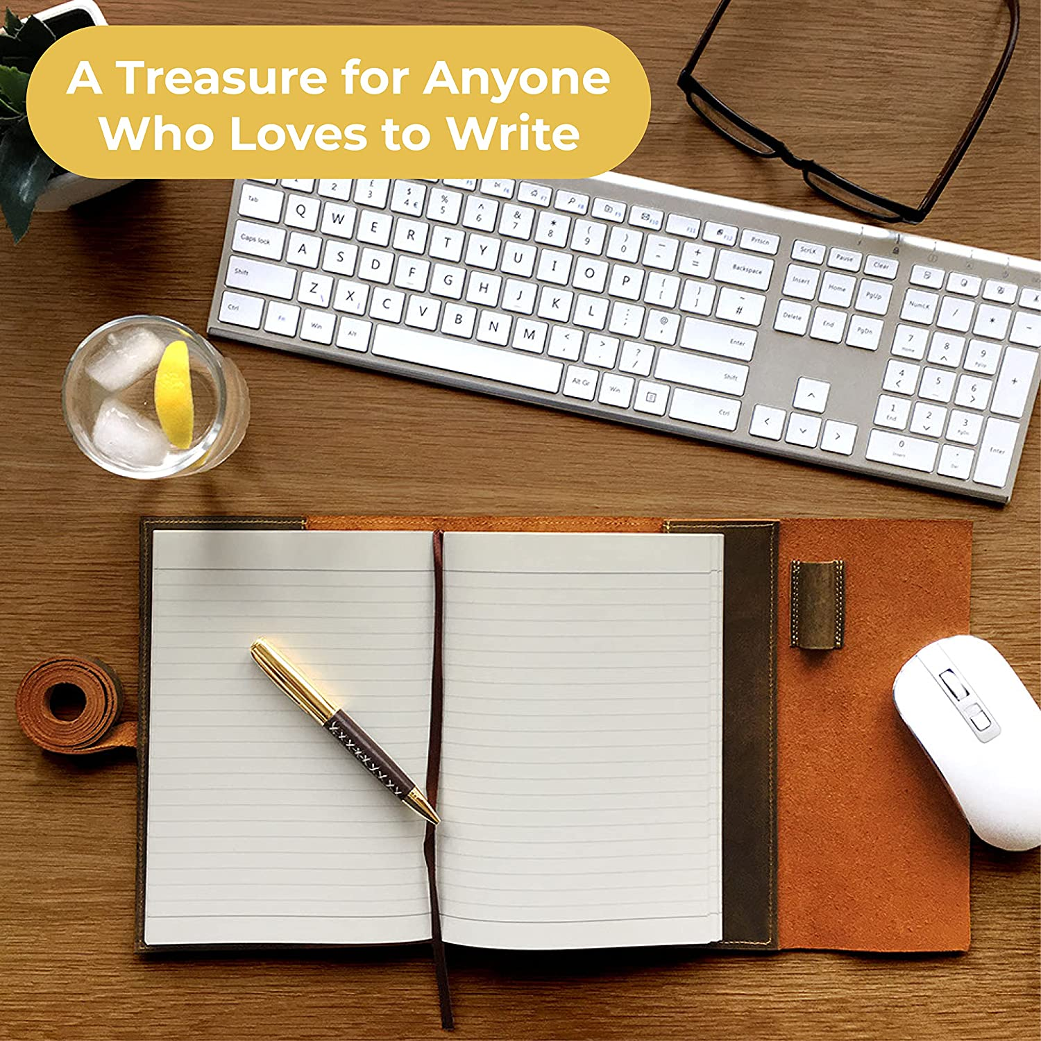 Refillable Leather Journal Gift Set | Vintage Handmade Leather Bound Notebook for Men & Women | 8.8" X 6.5" A5 Writing Leather Notebook Cover - Sketchbook, Diary to Write in | Plain Paper Pack + Pen image number 2