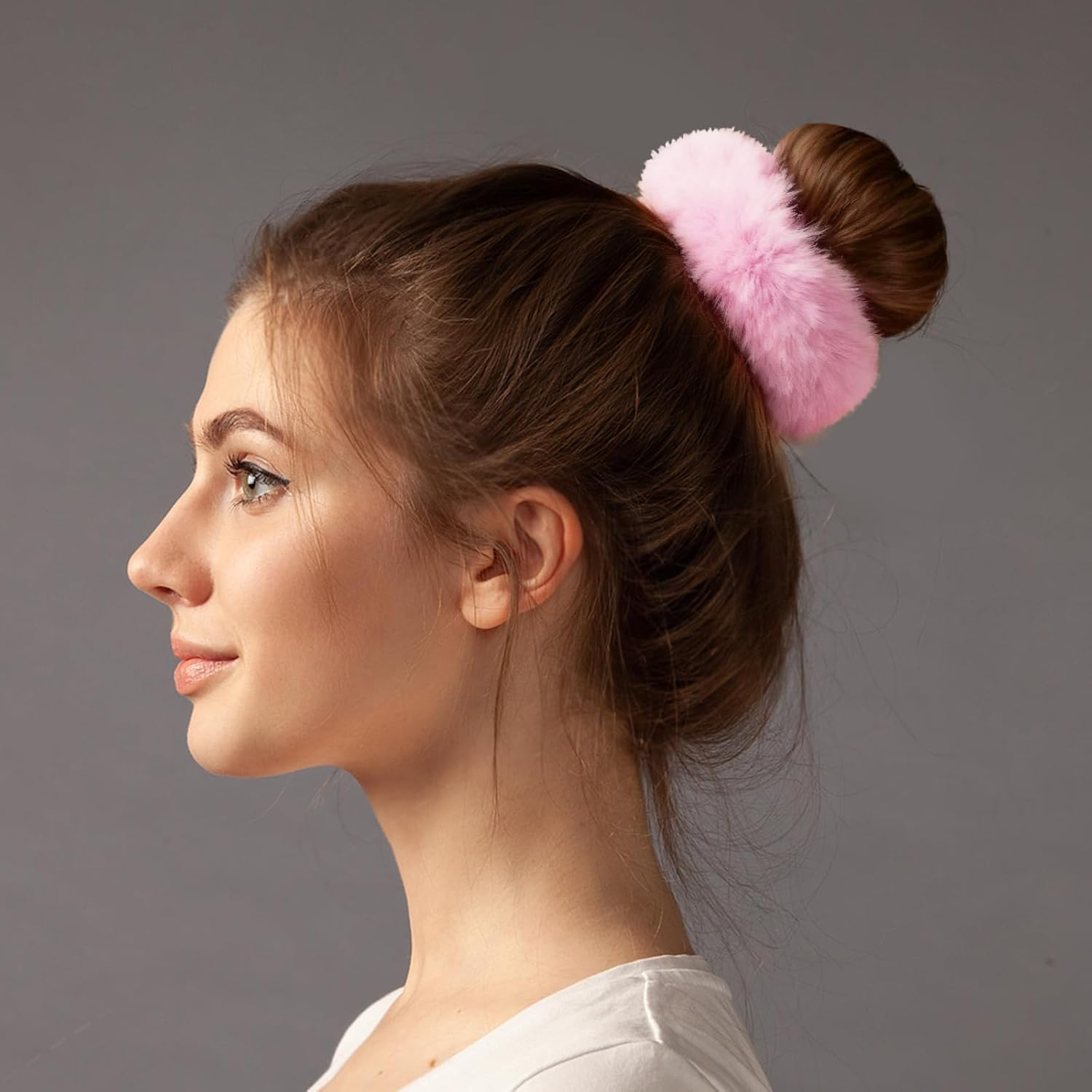 Plush Scrunchie Hair Scrunchie, 2 Pieces Plush Hair Bands, Women'S Pom Pom Headbands, Fluffy Hair Bobbles for Women and Girls image number 5