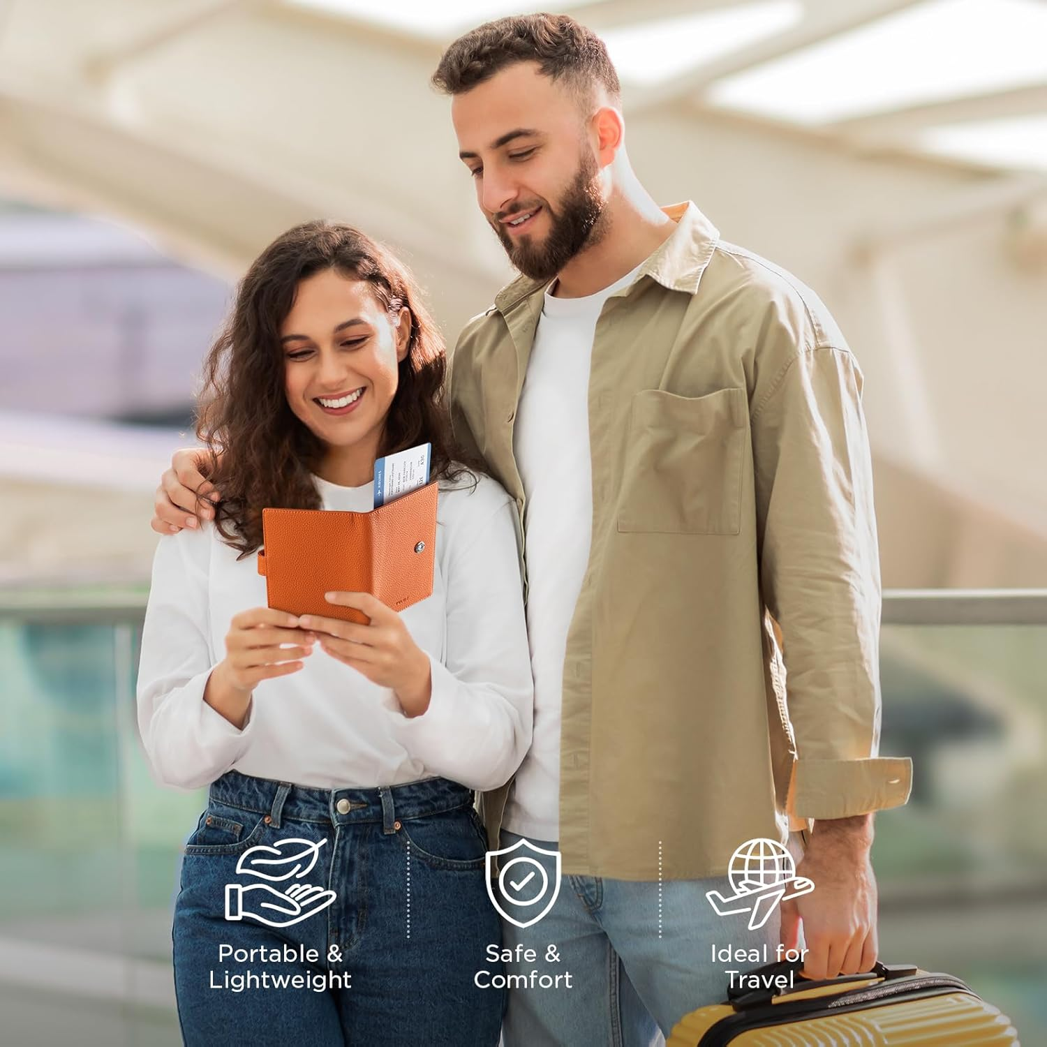 VULKIT Leather Passport Wallet for 2 Passports Pocket Slim Double Passport Holder RFID Blocking Passport Travel Wallet with ID Window for Women - Grain Black image number 6