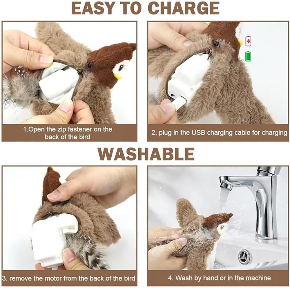 Interactive Cat Toys, Rechargeable Flappy Bird Cat Toy, Catnip Toy, Suitable for Bored Indoor Cats and Dogs, Suitable for All Varieties image number 4