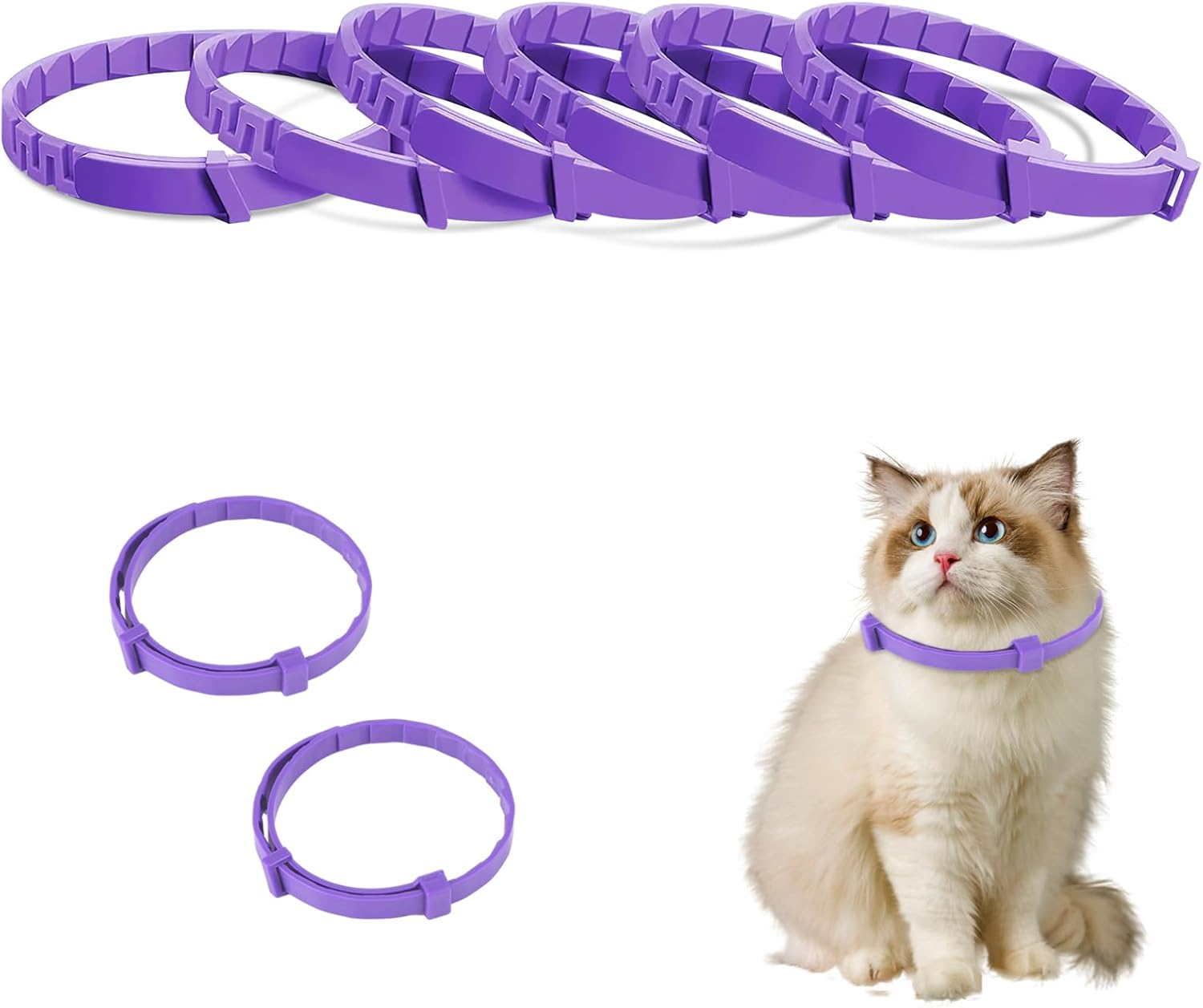 Pack of 6 Soothing Collars for Cats, Long-Lasting Calming Collars for Cats, Pheromones, Cats, Calming Collars, Anti-Stress and Relaxant, Adjustable (Set D) image number 2