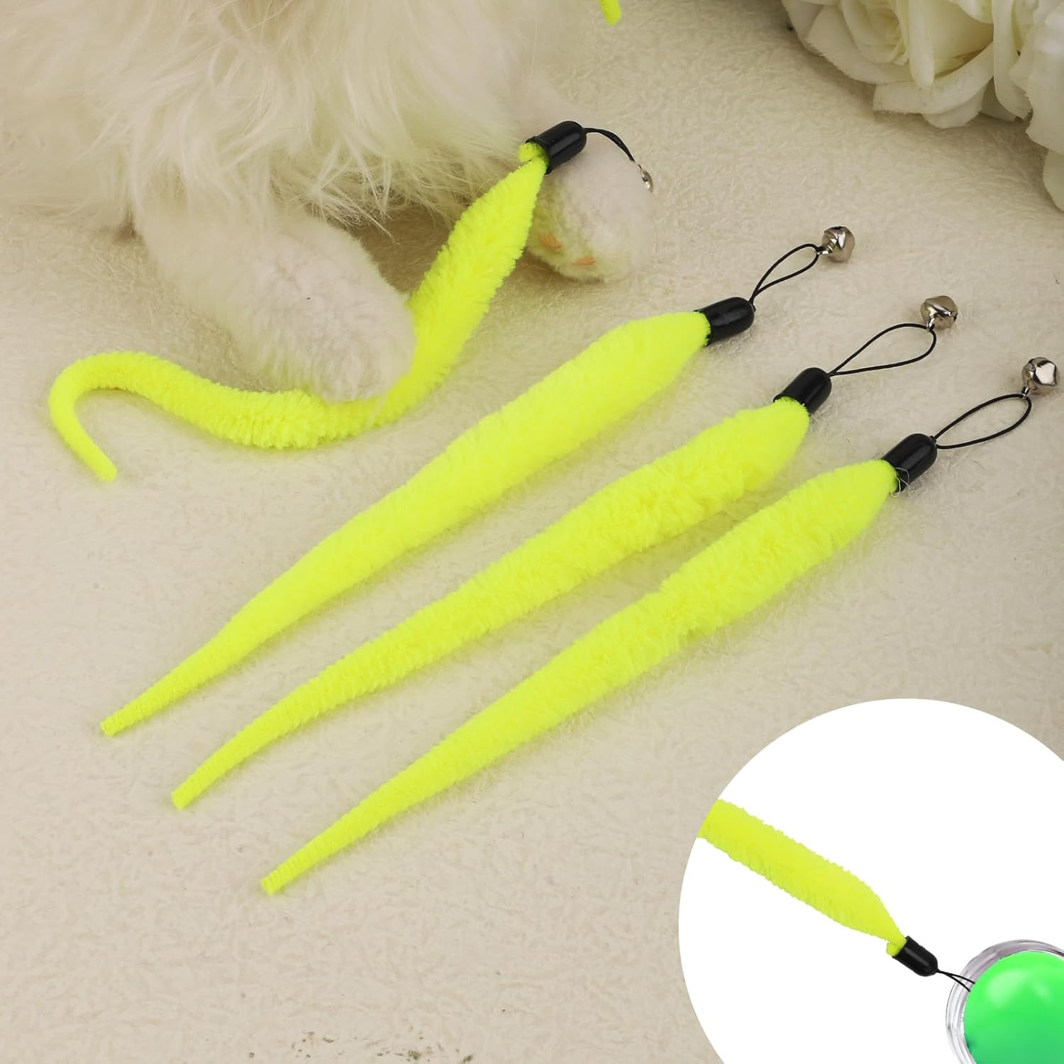 BOXOB Pack of 5 Replacement Tails for Cat Ball Toys, Fun Interactive Cat Wand Replacement Automatic Movement Cat Toy Ball Attachment Rope Refills Compatible with Speedy Tail 2.0 image number 4