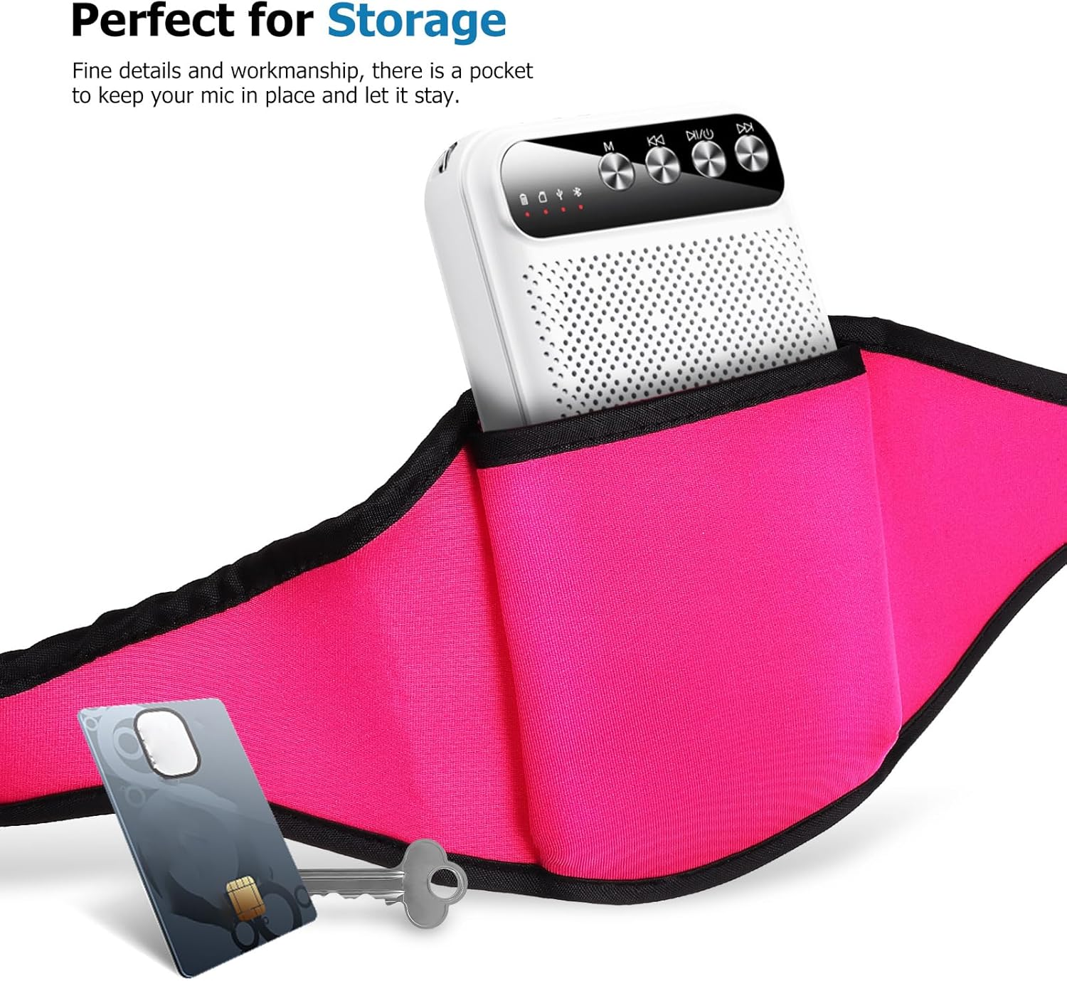 UPKOCH 2Pcs Neoprene Microphone Belt Packs - Black & Pink, Detachable Waist Bags for Running, Fitness, Yoga, and Performance, Secure Storage for Mic, Cards, Keys, and More