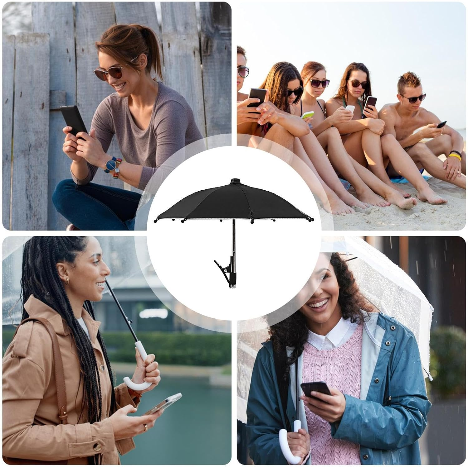 Phone Sun Shade, UV Protection Phone Umbrella with Clip, Angle Adjustable, Anti-Reflective UV Protection Cover for Filming Watching Camping Outdoor image number 2