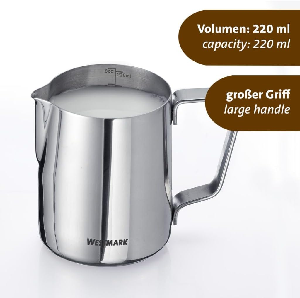 Westmark Brasilia Milk Jug 220 Ml - Ideal for Coffee Cream, Milk, Honey and Other Coffee and Tea Additives, Barista Accessories - Stainless Steel image number 5