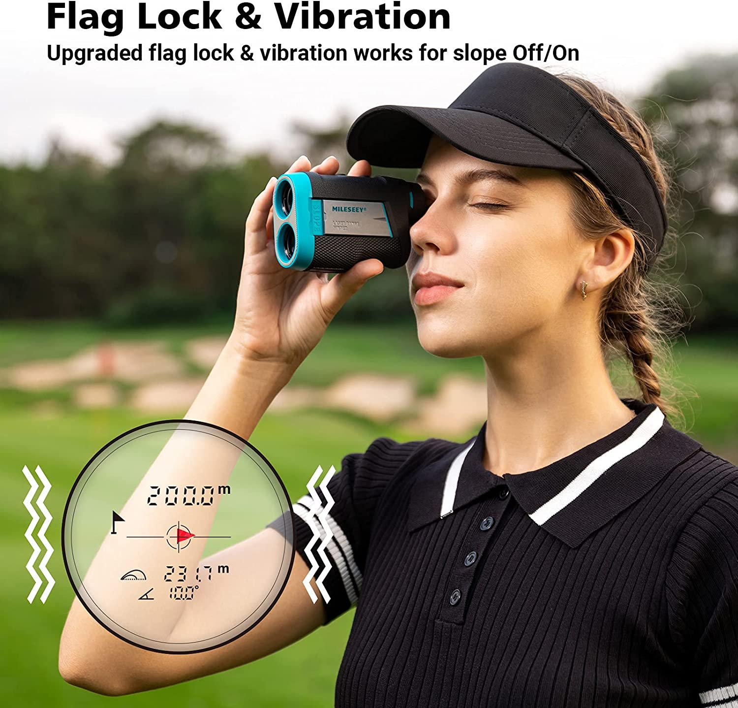Golf Rangefinder,Mileseey Range Finder Golfing with Slope Switch for Man, Fast Flag Lock with Vibration,Magnetic Tech Style and External LCD Display Style image number 3