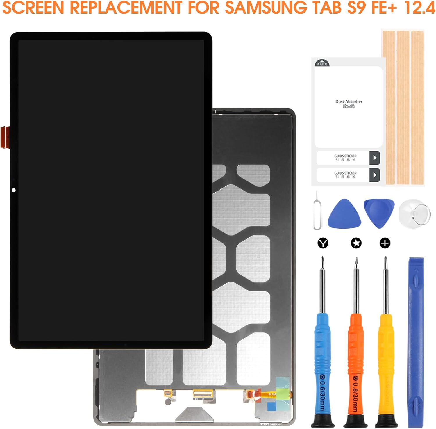 For Samsung Galaxy Tablet S9 FE+ Screen Replacement for Samsung Tab S9 FE plus SM-X610 X616 LCD Display Digitizer Touch Screen Assembly with Repair Tools(Black,12.4 Inch) image number 1