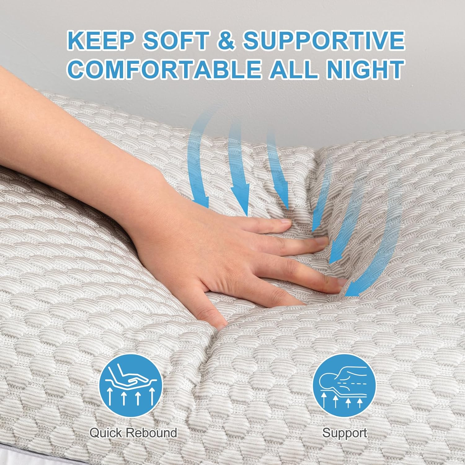 YOUR MOON Soft Support Pillow Queen Size, Down-Alternative Filling Pillows for Sleeping, Thick Fluffy Bed Pillow for Side Stomach Sleepers(Gray) image number 1