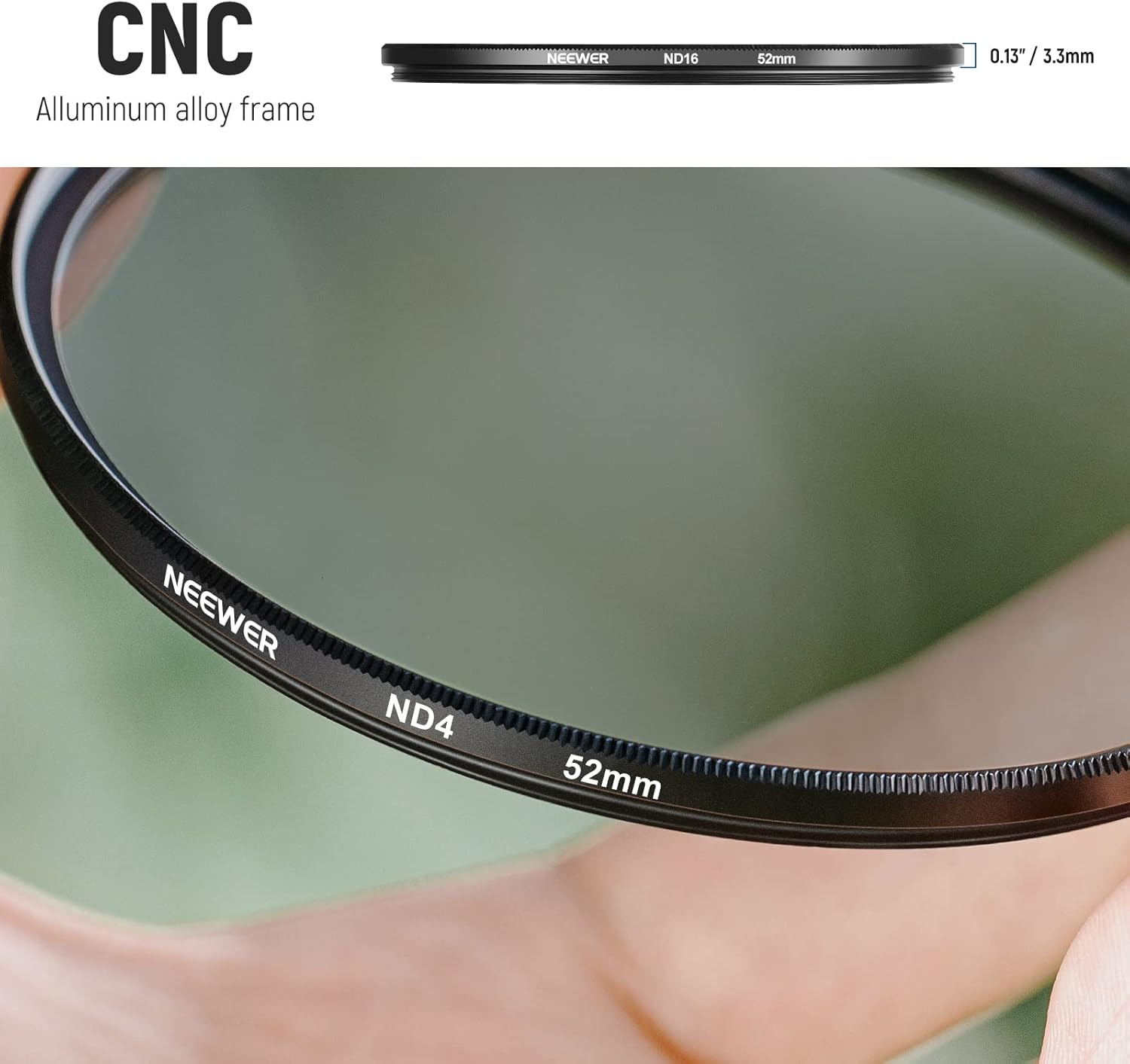 NEEWER 52Mm ND Lens Filter Kit: ND2 ND4 ND8 ND16, Lens Pen, Filter Pouch Neutral Density Filter and Accessory Kit Compatible with Canon Nikon Sony Panasonic DSLR Cameras with 52Mm Lens image number 2