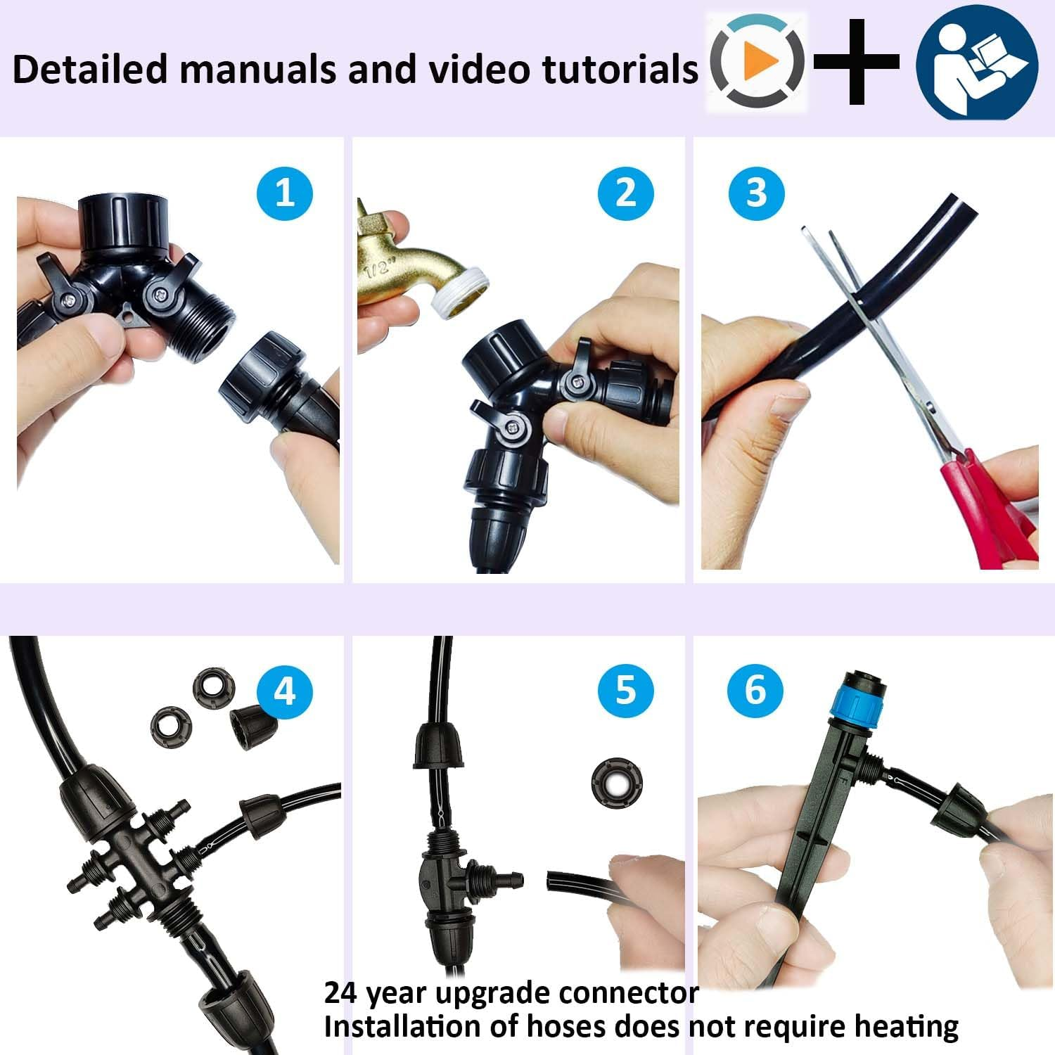 Drip Irrigation System with Water Timer 162Ft Drip Irrigation Kit 5/16&ldquo;ID and 1/4 Inch Pipe Auto Watering System for Garden Adjustable Spray, for Greenhouse, Garden, Lawn, Potted Plants Black image number 1