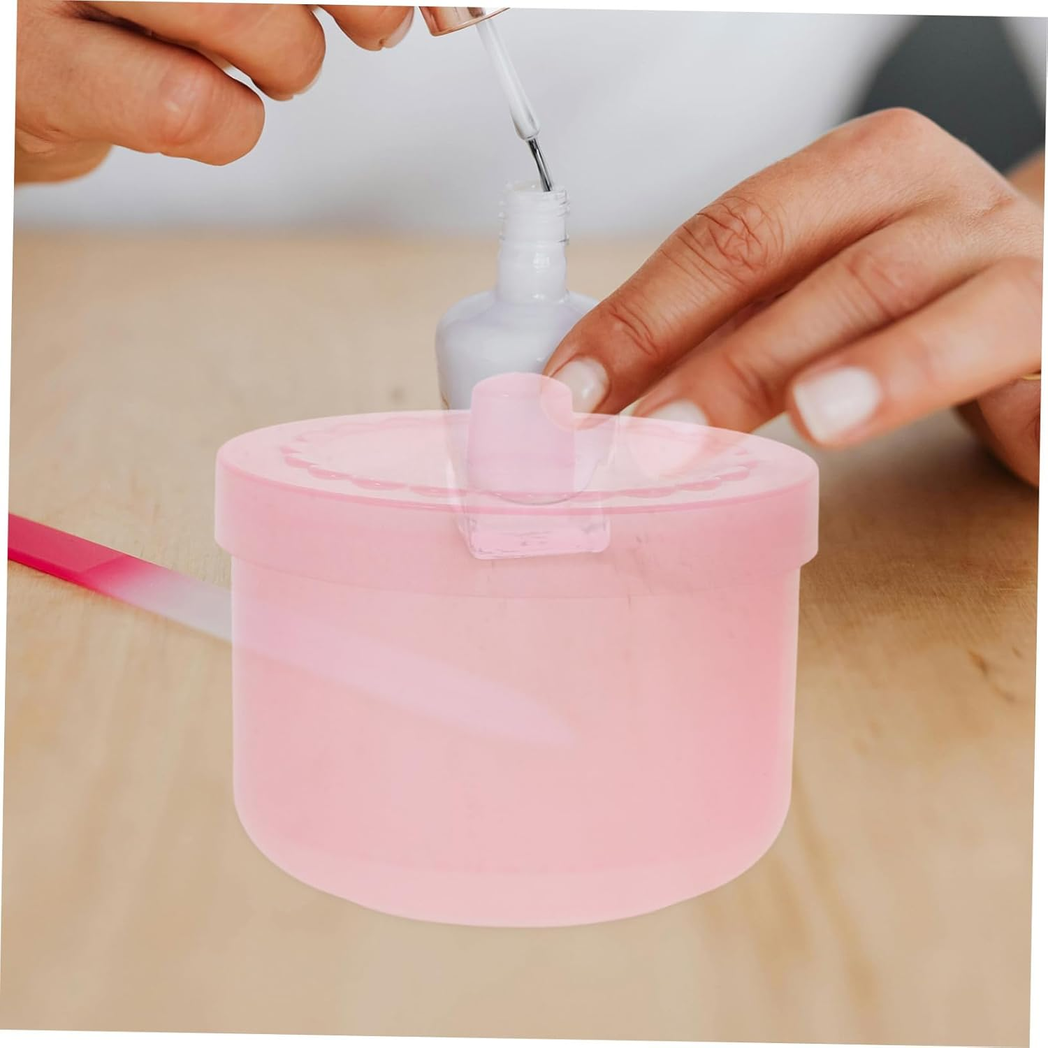 2Pcs Plastic Nail Tool Cleaner Box with Double-Layer Filter for Manicure Tweezers Sterilizer Tray Pink Organizer Case Suitable for Nail Art image number 1